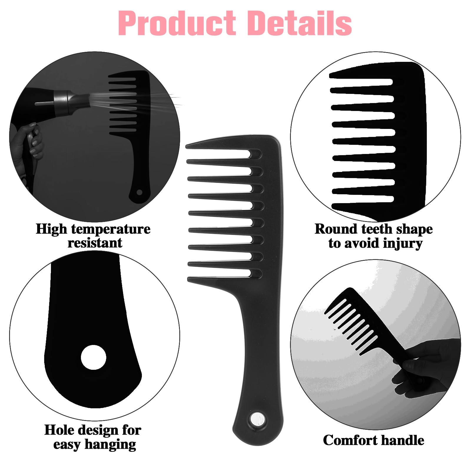 Wide Tooth Comb, 2 Pack Small Hair Combs For Women, Portable Travel Detangling Comb Anti-Satic Curl Comb No Tangle Hair Brush Sh