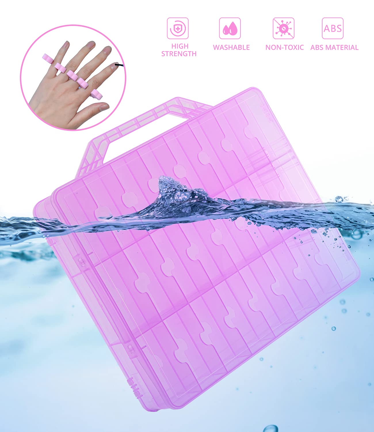 Dreamgenius Nail Polish Organizer Case For 48 Bottles, Double Side Gel Nail Polish Holder With Adjustable Dividers, Portable Nai