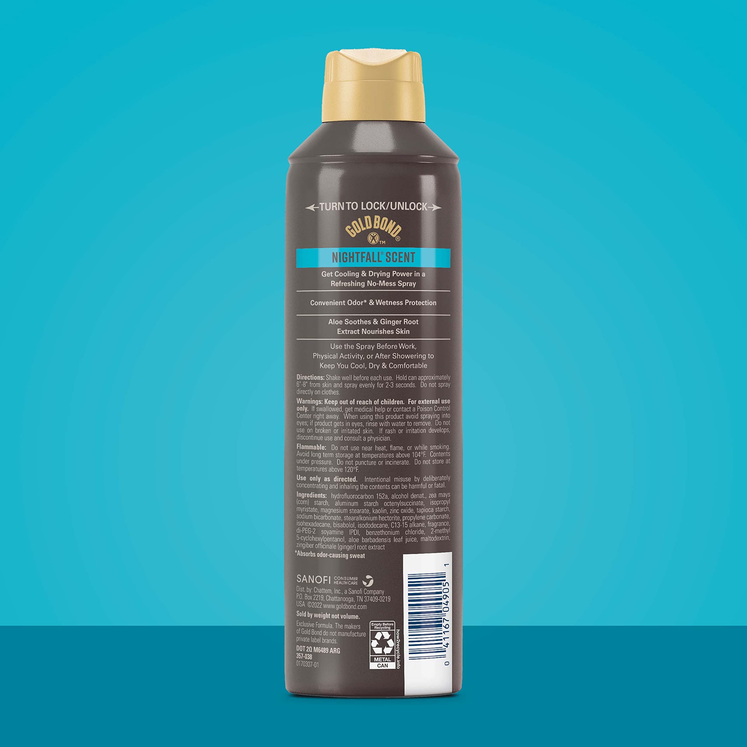 Gold Bond Men 'S Essentials Talc-Free Body Powder Spray 7 Oz. Recharge Scent Wetness Protection