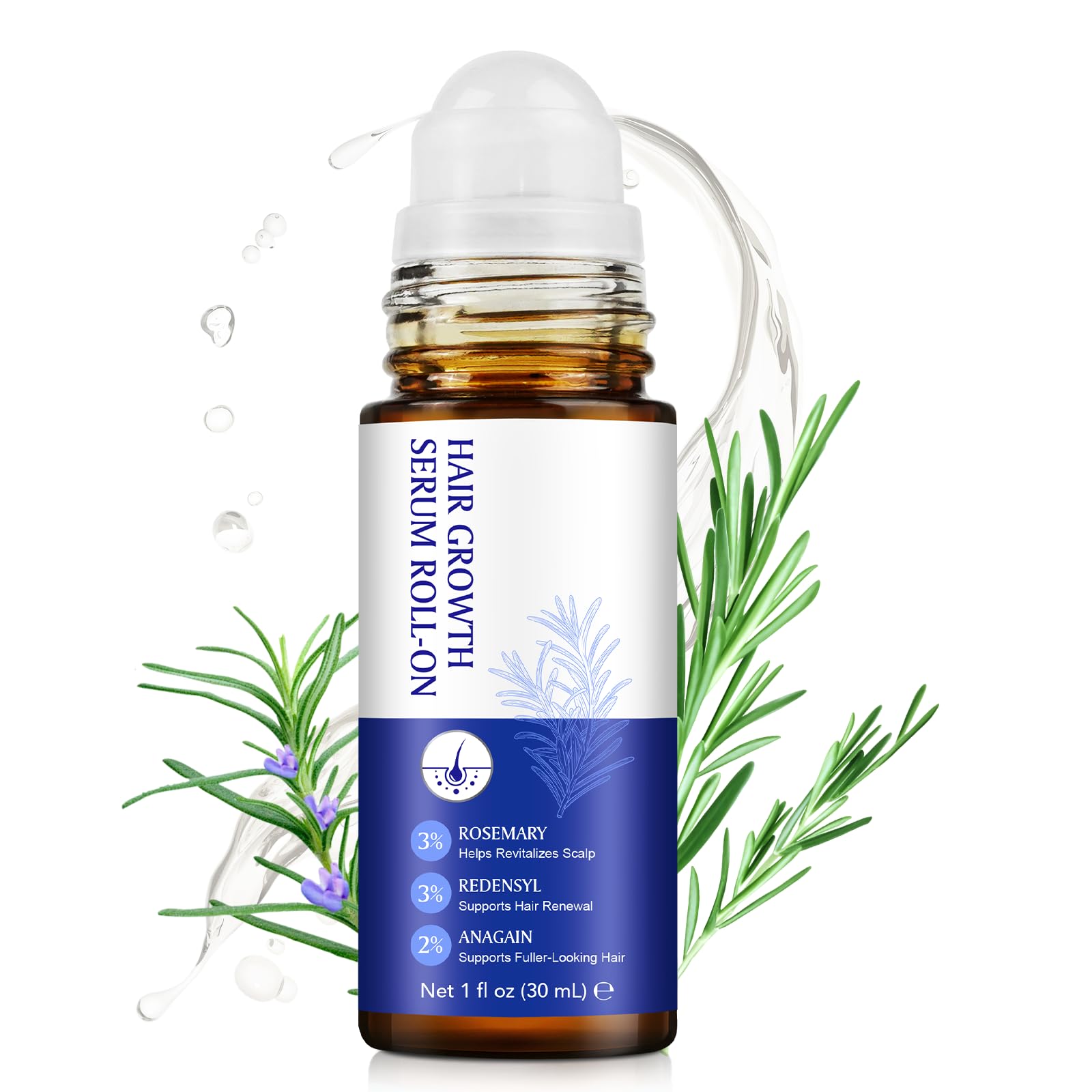 Zyloqj Hair Growth Serum Roll On | 3% Rosemary, 3% Redensyl & 2% Anagain | Hair fall control serum for Women & Men | Promotes Ha