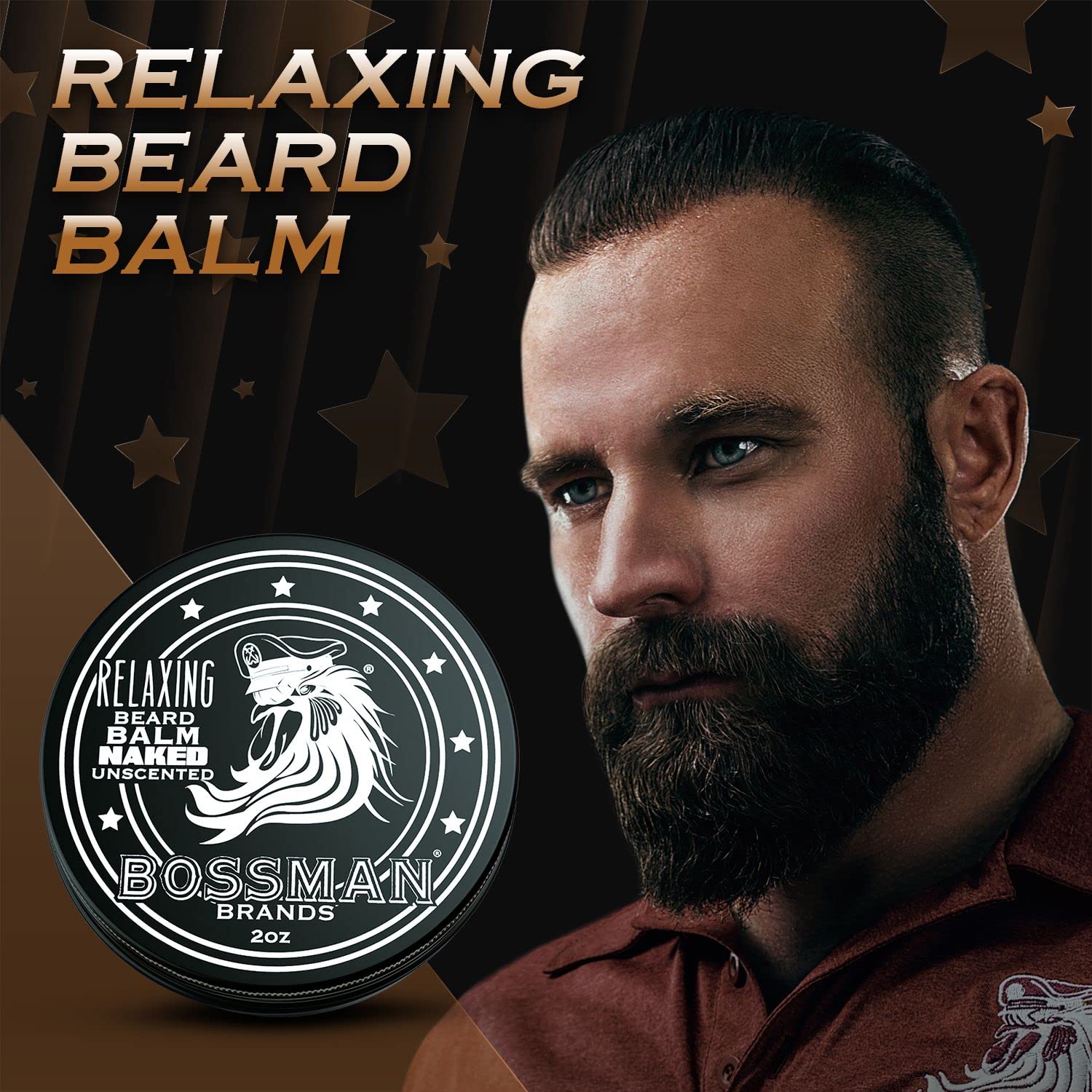 Bossman Relaxing Beard Balm - Beard Tamer, Relaxer, Thickener And Softener Cream - Beard Care Product - Made In Usa (Naked Scent