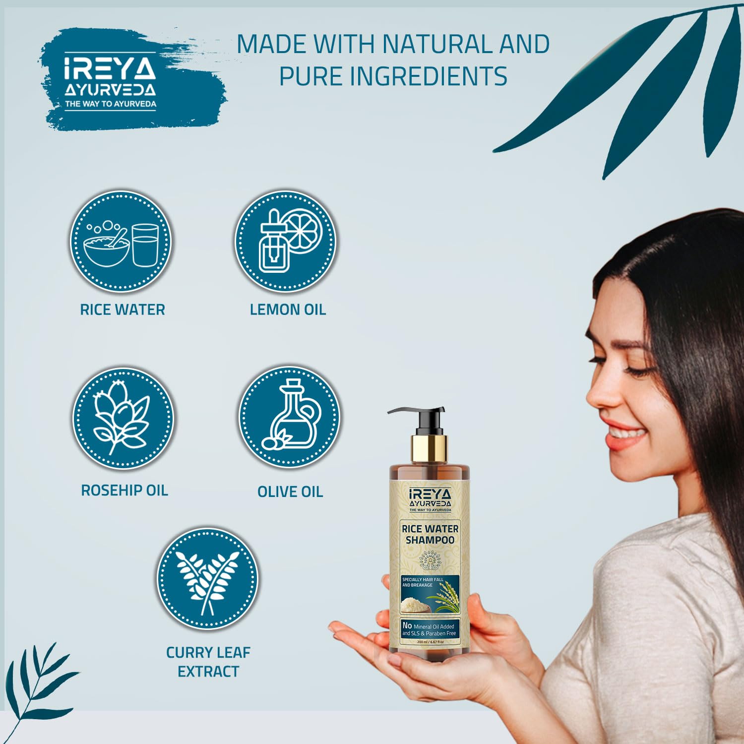 Rice Water Shampoo For Hair With Rosehip Oil 200Ml (6.76Oz) For Growth & Smooth Hair | Made With All Natural Ingredients No Mine