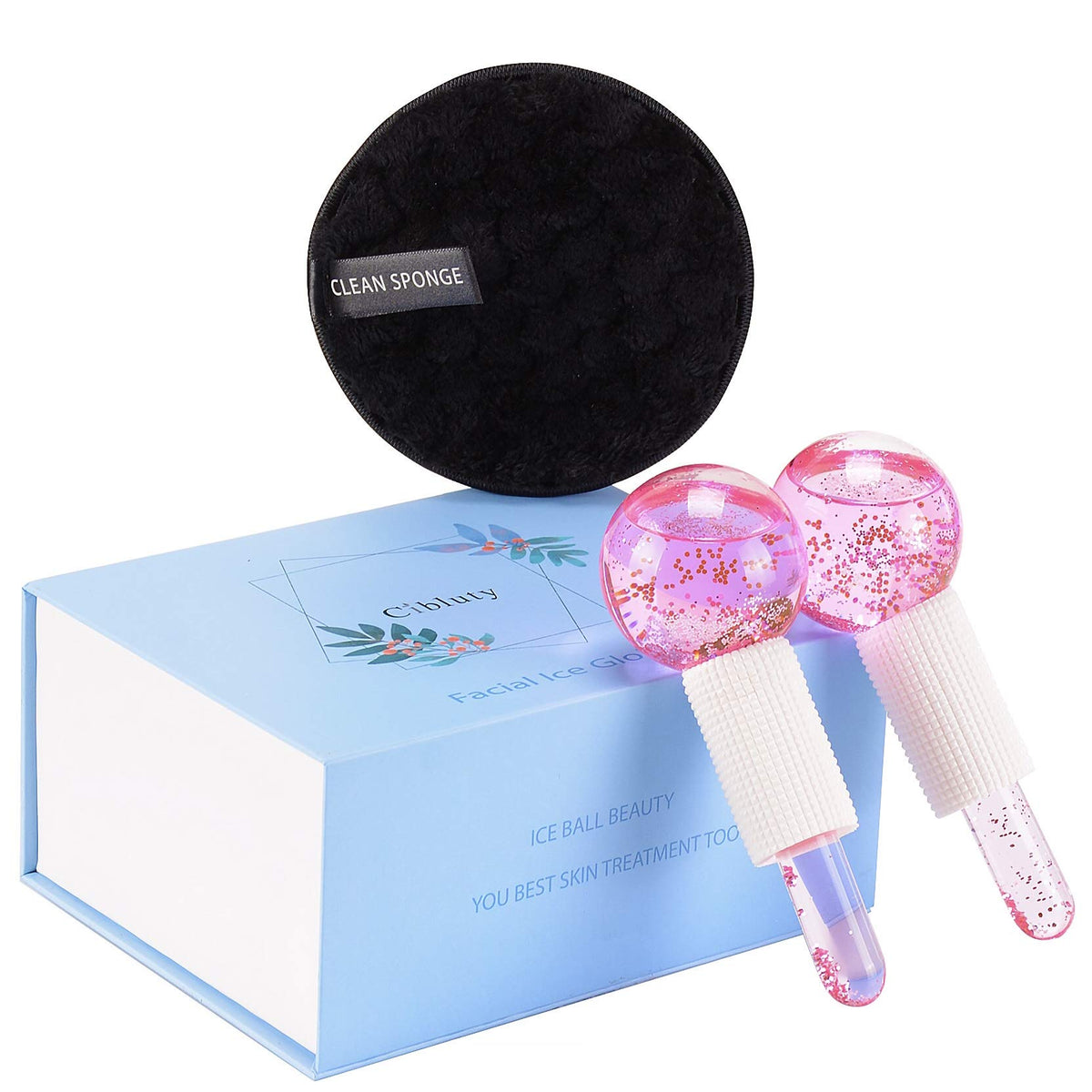 Cibluty Facial Ice Beauty Ball- 2Pc Globes Pink Facial Roller For Cold Or Hot Skin Massagers Globe Durable Quartz Glass For Face