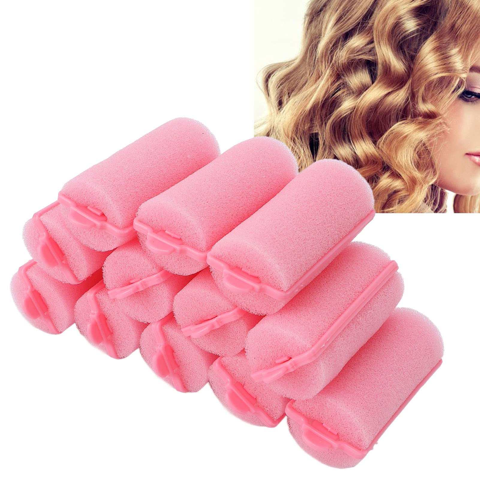 12PCS Hair Rollers, Soft Foam Sponge Hair Curler Styling Tool Professional Hairdressing Curlers for Women Hair Styling Tools, Wa