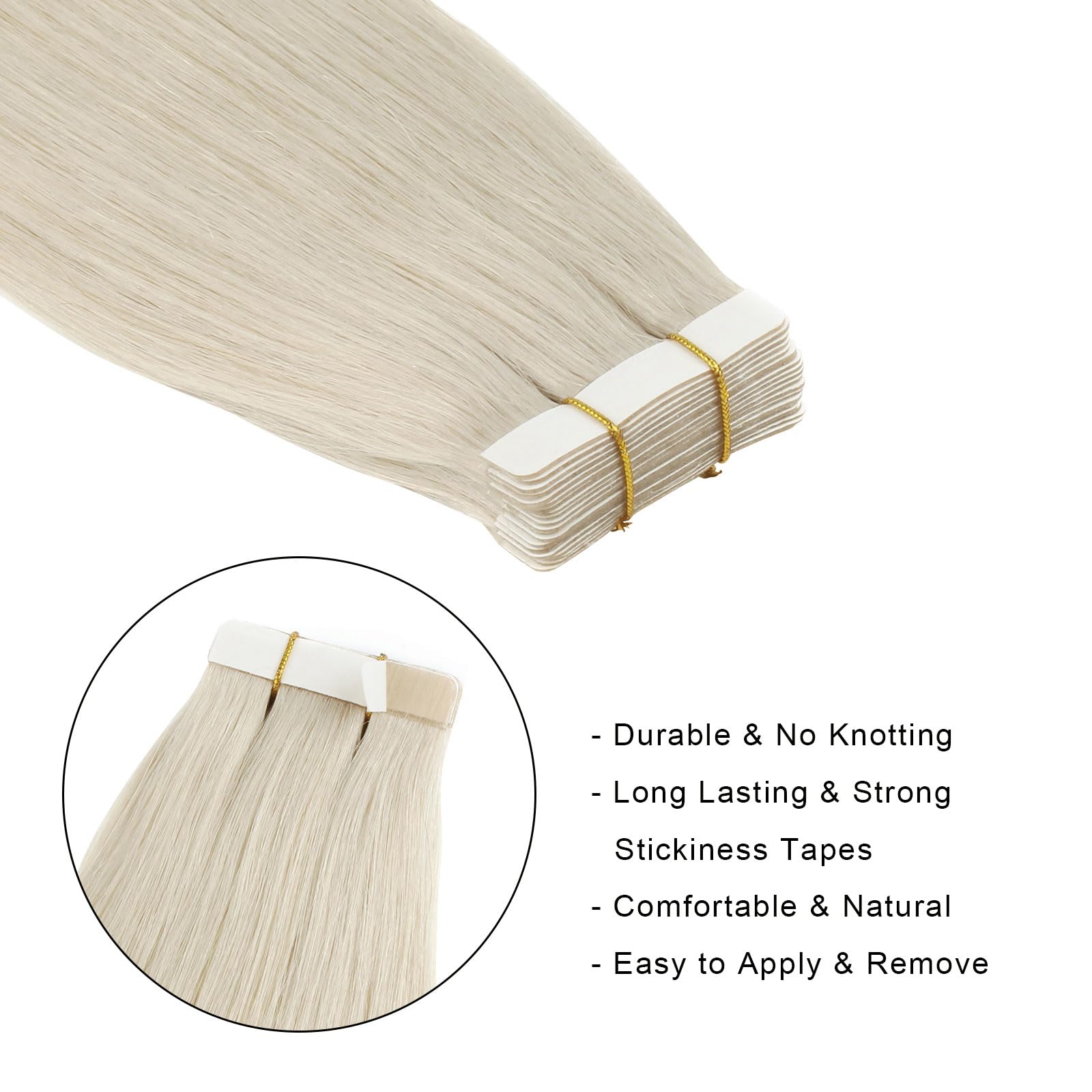 Abh Amazingbeauty Hair 20 Inch Tape In Hair Extensions Silky Straight Tape In Remy Human Hair 50 Grams Color 1000 Blonde Skin We