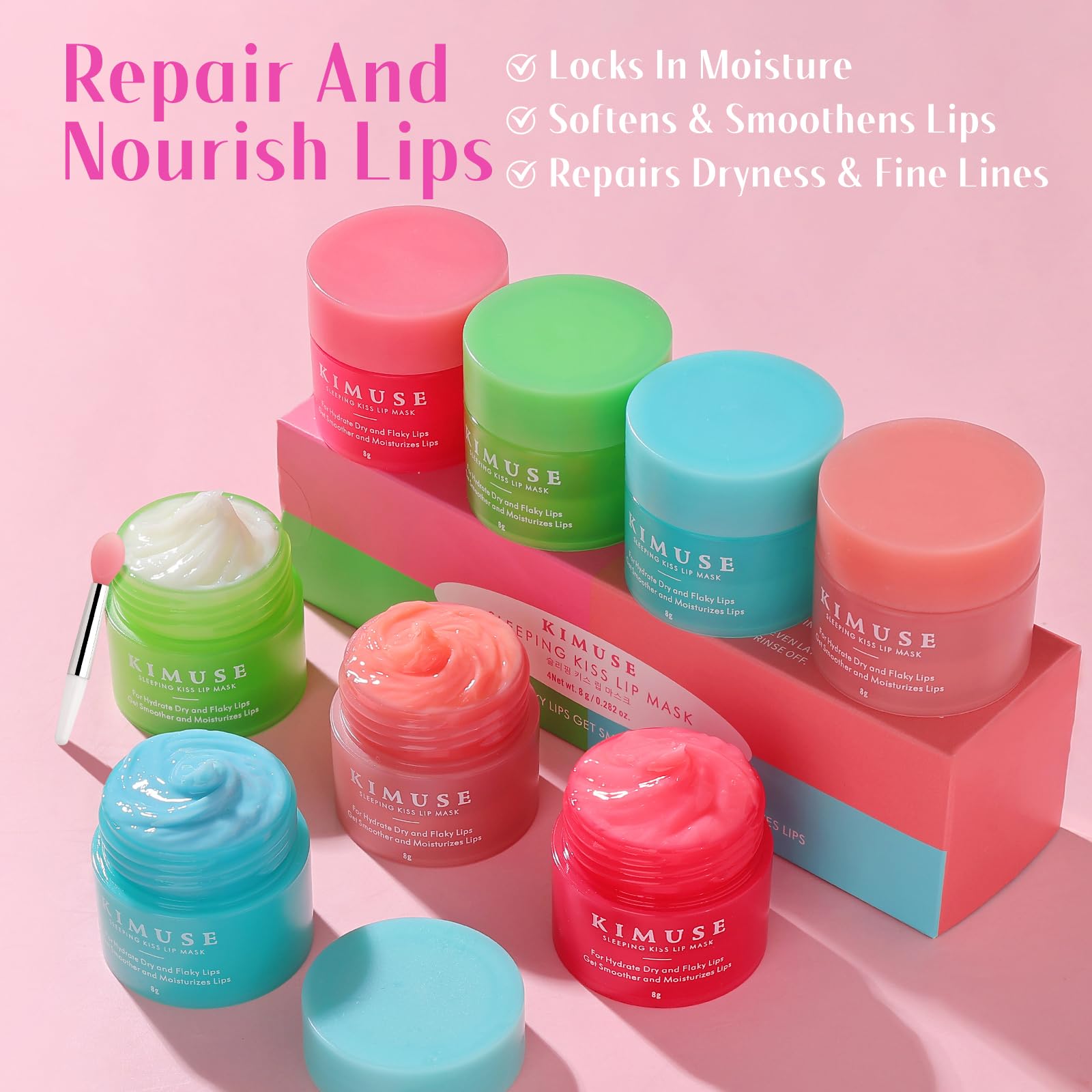 KIMUSE Lip Mask, Lip Sleeping Mask: Moisturizing, Hydrating, Nourishing Lip Care Products, Vitamin C, Shea Butter & Antioxidants