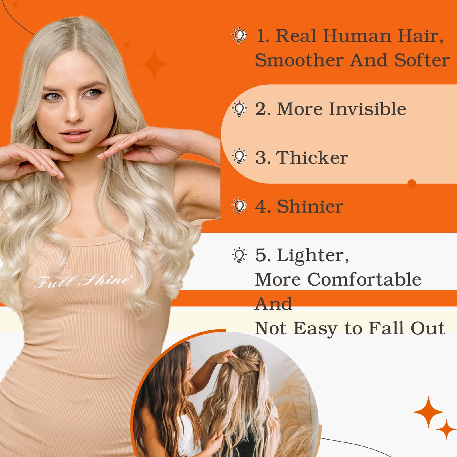 Full Shine Tape In Hair Extensions Real Human Hair 60 Platinum Blonde Tape In Hair Extensions Human Hair 16 Inch Invisible Tape