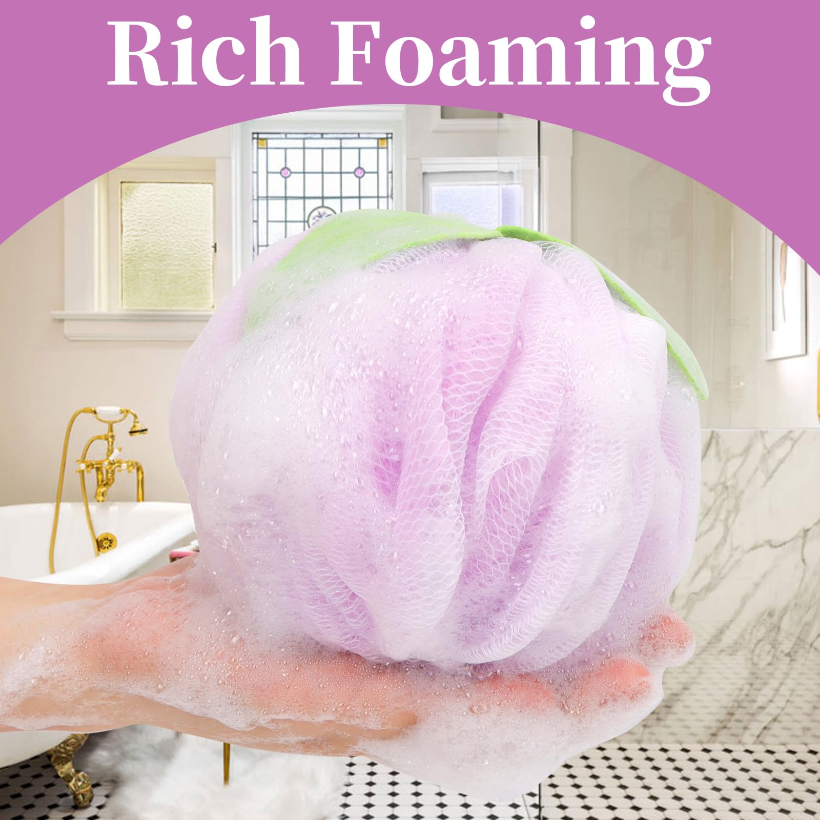 Farmoga Bath Loofah Shower Sponge Back Body Scrubber Soft Mesh Shower Puff Loofa Bath Sponge For Women & Men Exfoliating Bathing