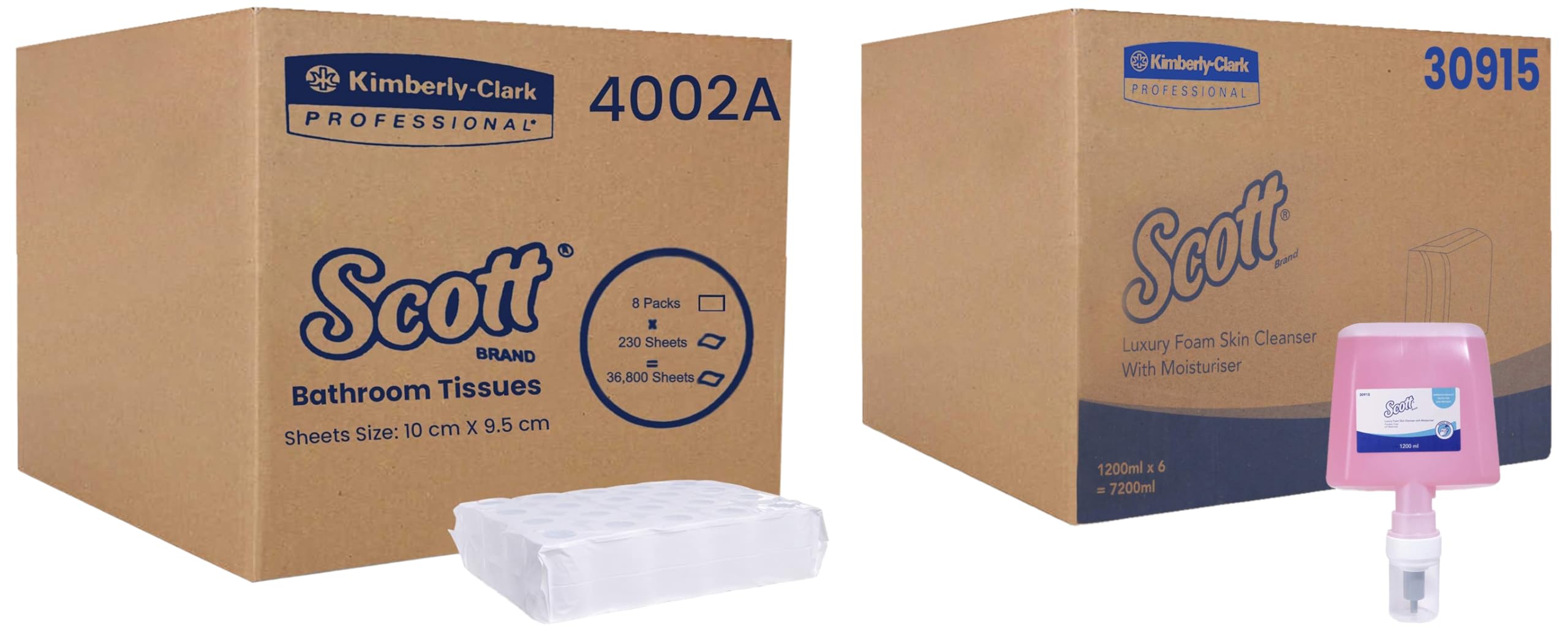 Scott Gentle Handwash Foam Soap, Pack Of 6, 1.2L/Cassette (Total 7.2 Liters) (30915) And Scott 2 Ply Toilet Paper Tissue Roll, 1