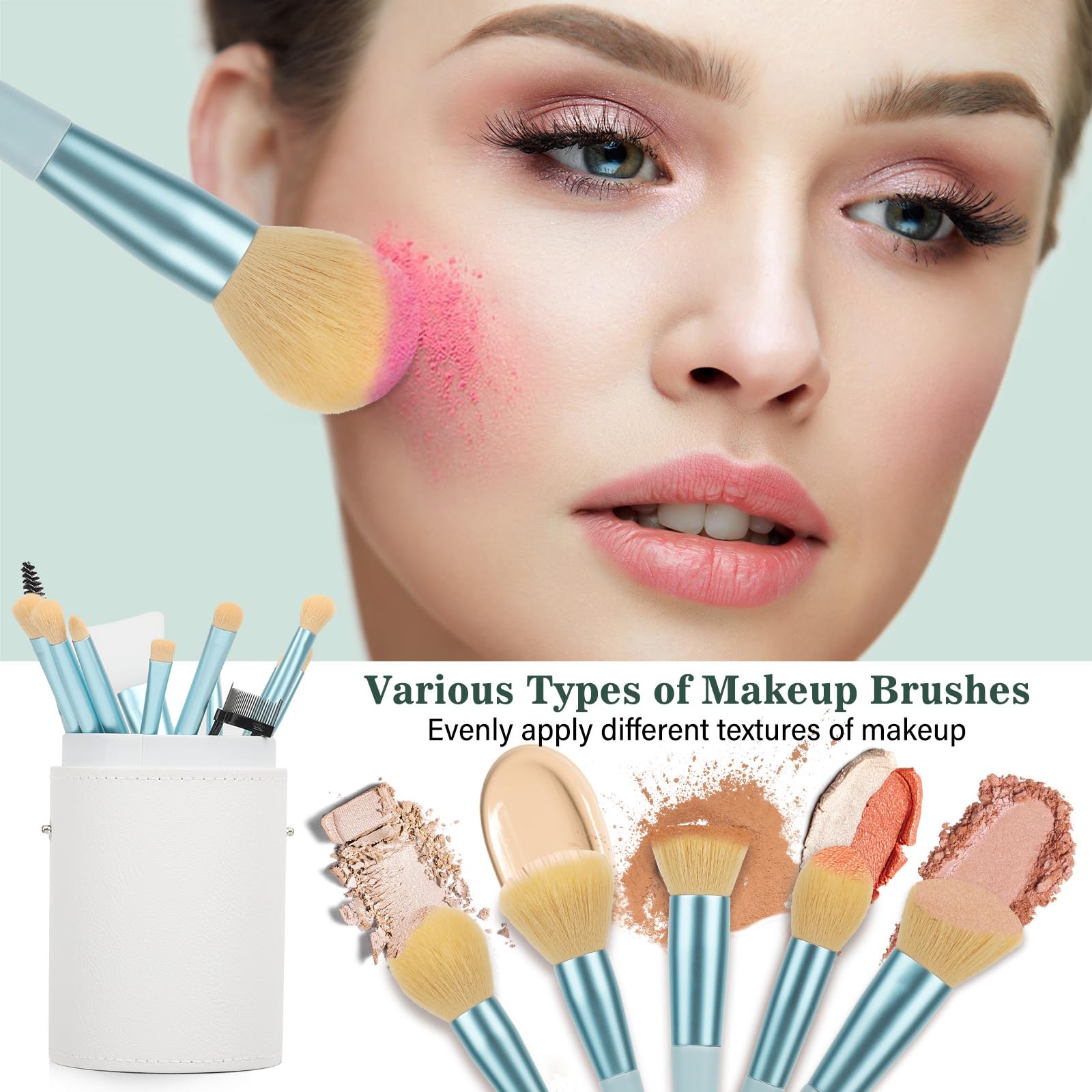 Makeup Brushes 20Pcs Makeup Brush Set With Foundation Eyebrow Blending Concealer Blush Eyeshadow Contour Lash Powder Brush, Trav