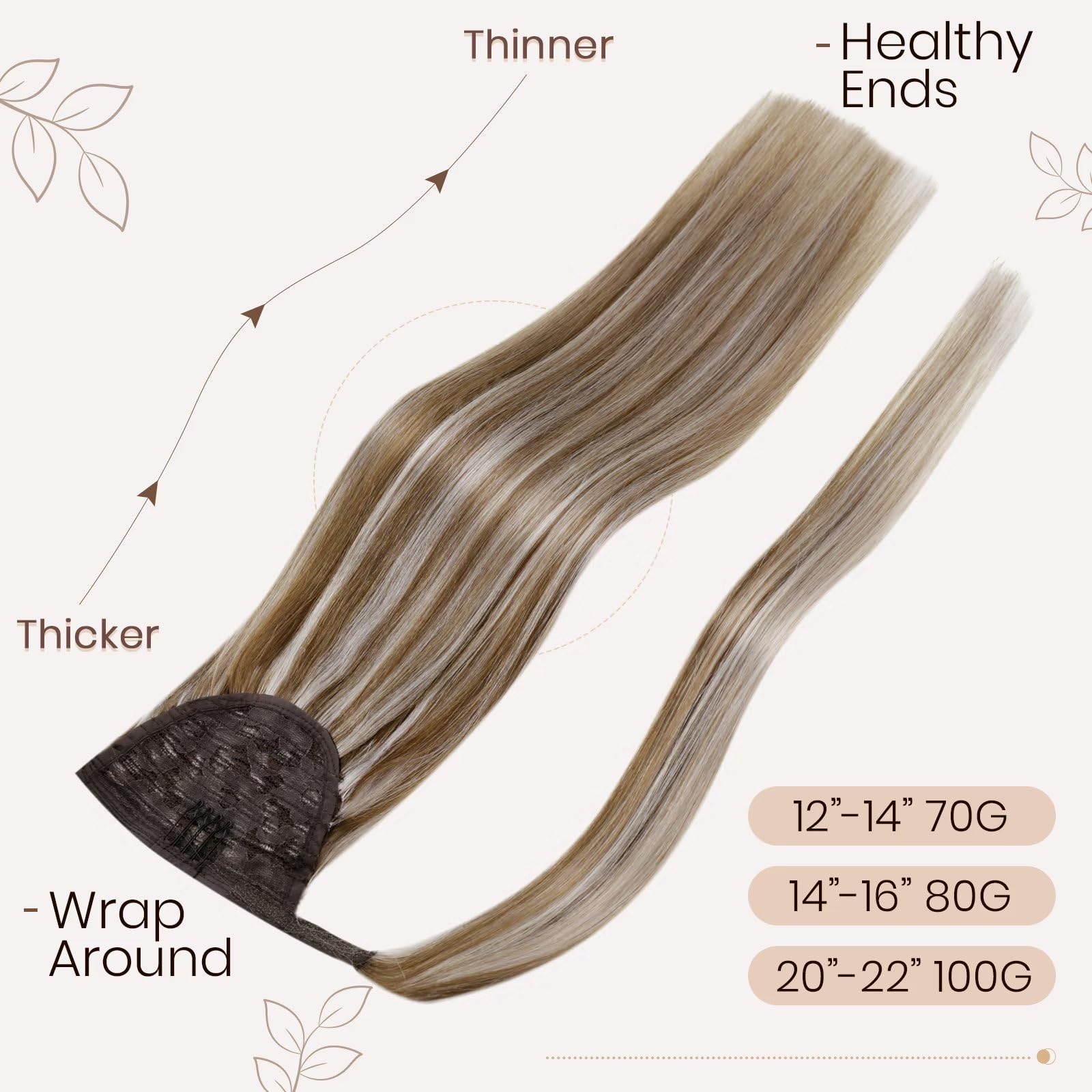 Hetto 20 Inch Ponytail Human Hair Extension Ponytails Hair Extensions Real Human Hair Clip In Ponytail Extension Human Hair #10/