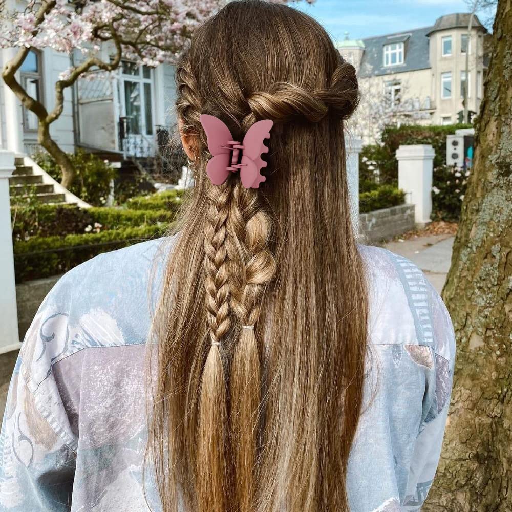 ATODEN Butterfly Hair Clips Butterfly Clips Hair Claw Clips for Girls 2.6'' Hair Clips for Women 4Pcs Claw Clip Matte Hair Claws