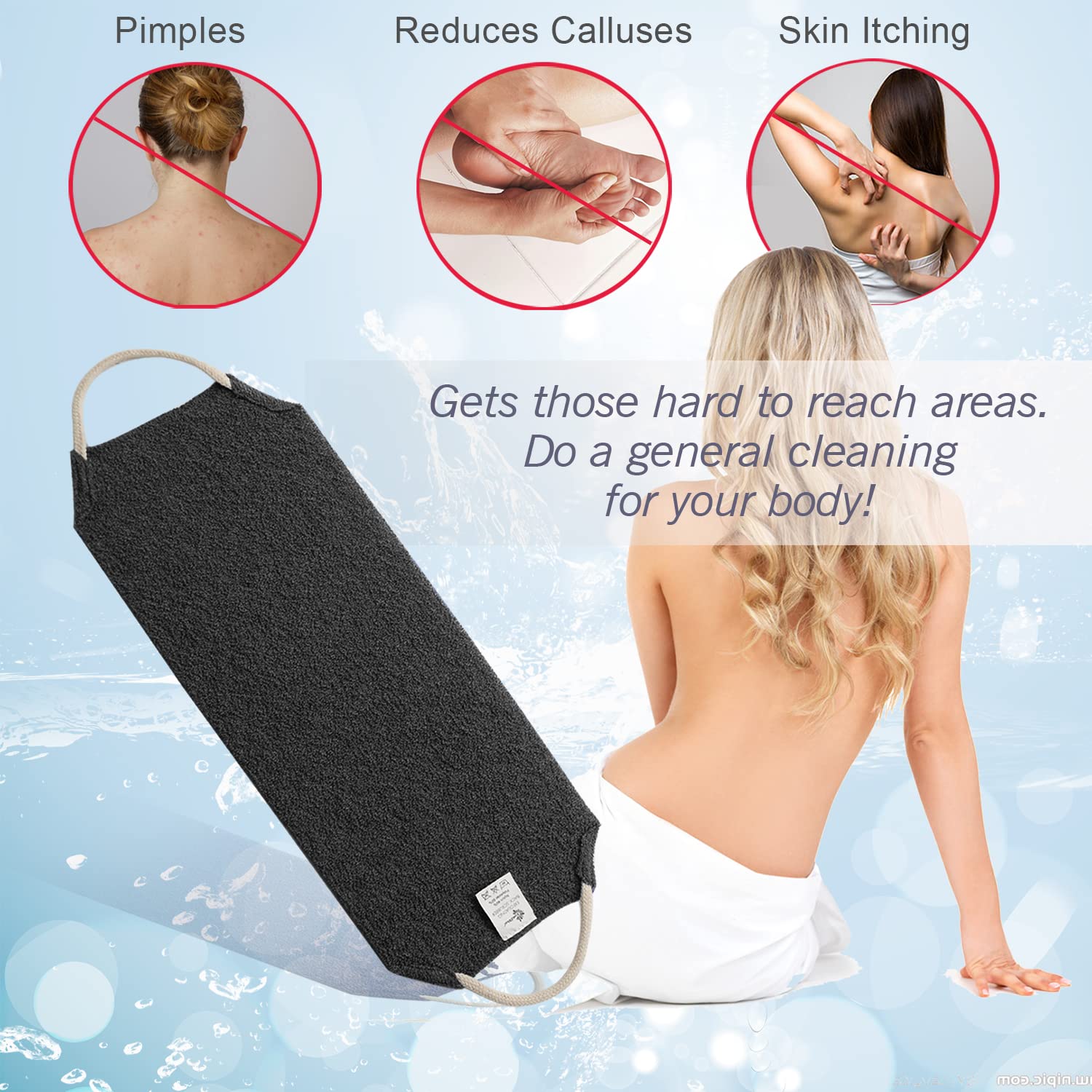 Evridwear Exfoliating Back Scrubber With Handles Two Sides For Body Shower Deep Cleans Skin Massages Invigorating Blood Circulat