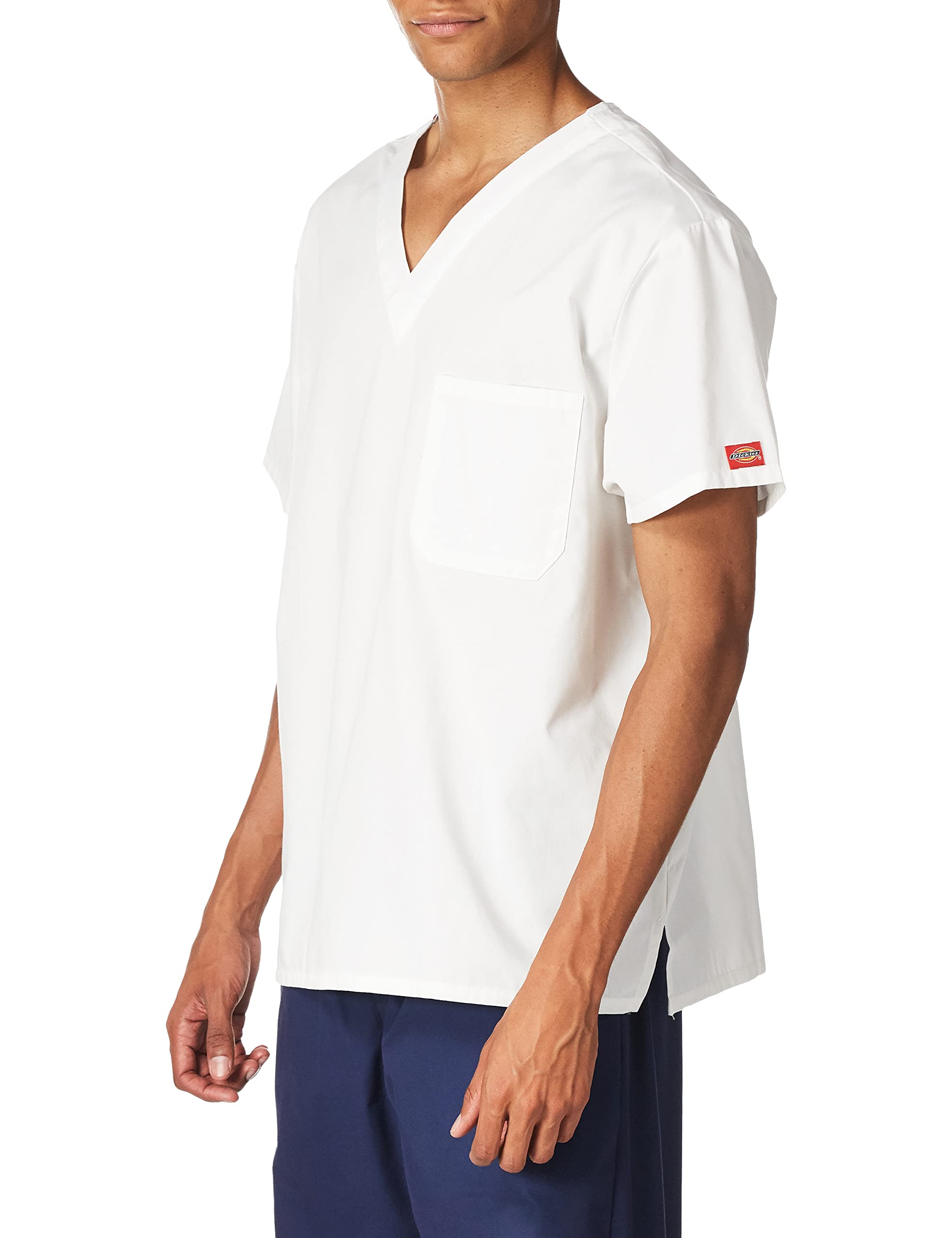 Dickies mens Signature V-neck medical scrubs shirts, White, 3X-Large US