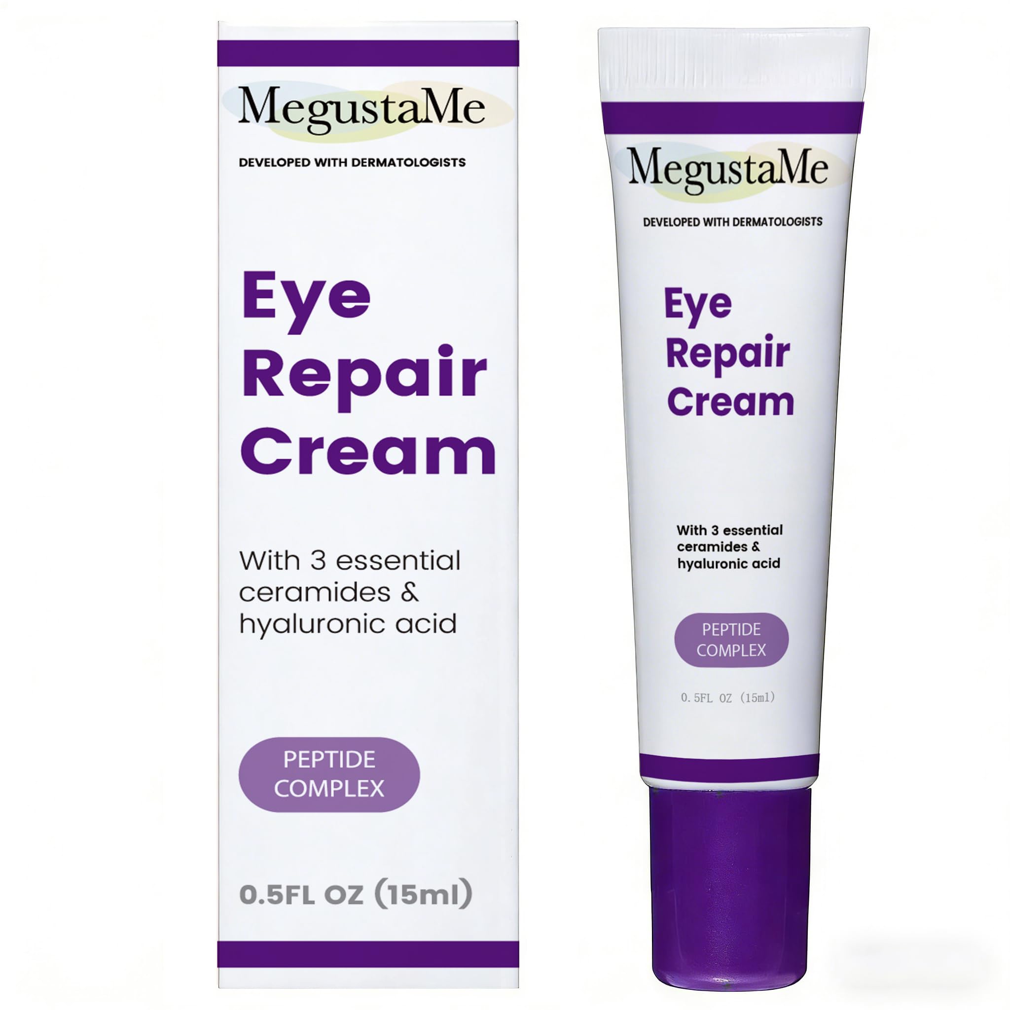 MegustaMe Eye Repair Cream 15ml  Peptide Complex Eye Cream with 3 Essential Ceramides, Niacinamide & Hyaluronic Acid, Dermatolo