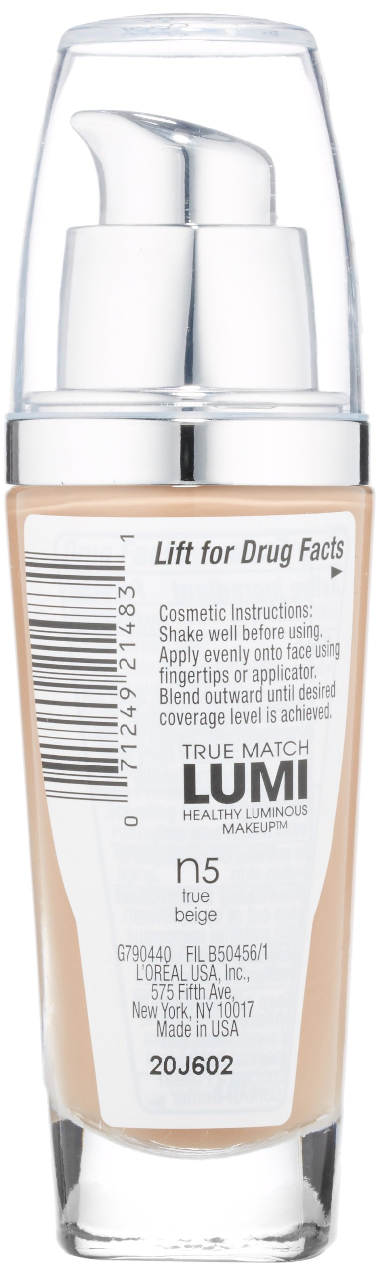L'Or  al Paris True Match Lumi Healthy Luminous Makeup, N5 True Beige, 1 fl. oz.