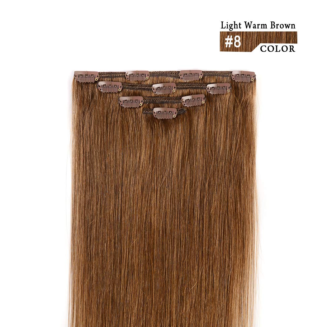 12'' Clip In Hair Extensions Remy Human Hair For Women - Silky Straight Clip In Hair Extensions Human Hair 50Grams 4Pieces Chest