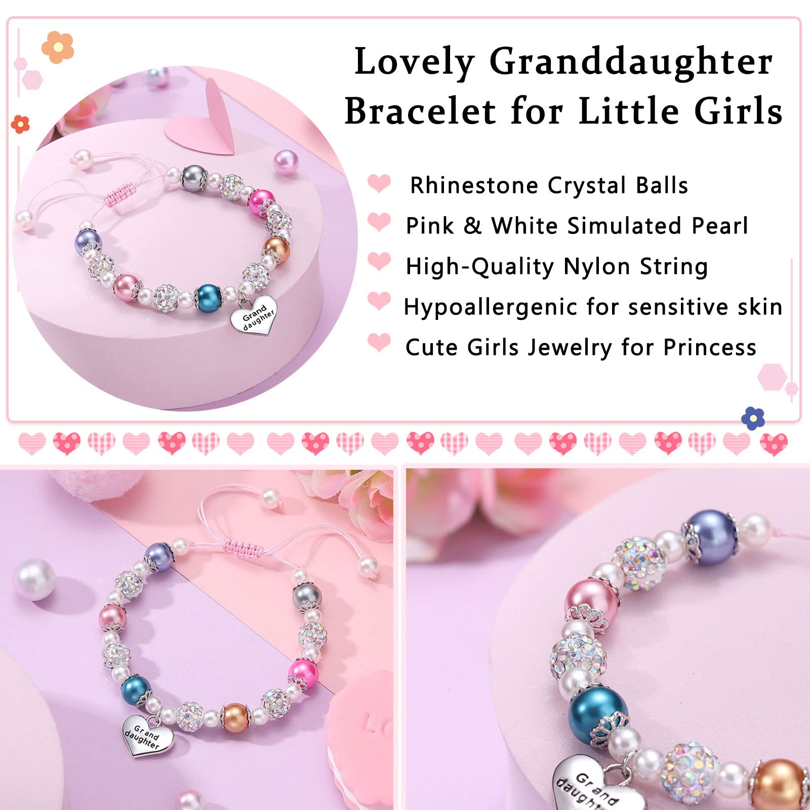 UNGENT THEM Granddaughter Bracelets from Grandma Birthday Valentines Back to School Gifts for Girls Jewelry