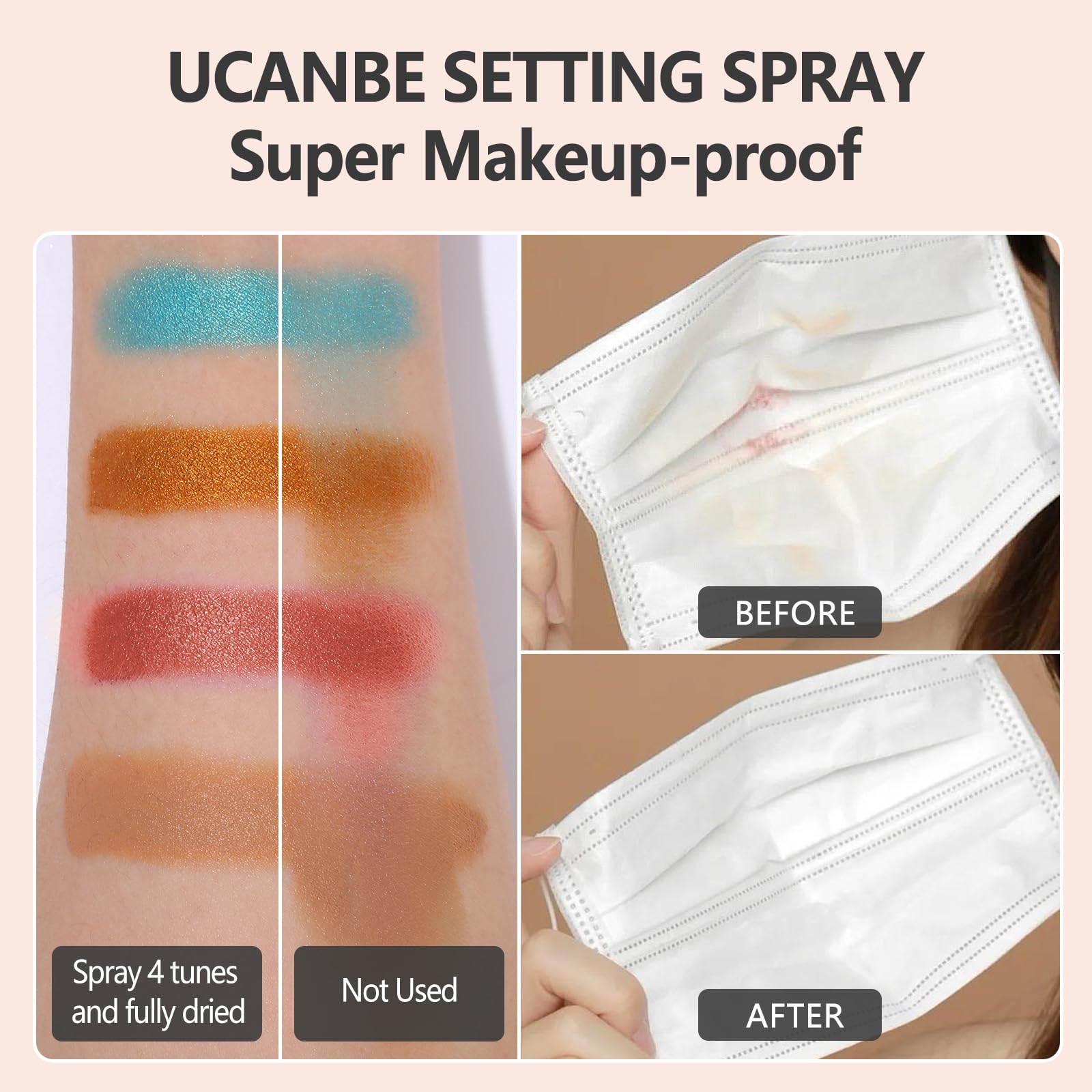 Ucanbemakeup Long Lasting Makeup Setting Spray Kit - 3.38 Fl Oz Super Matte Finish Setting Mist Lightweight Face Make Up Fixer F