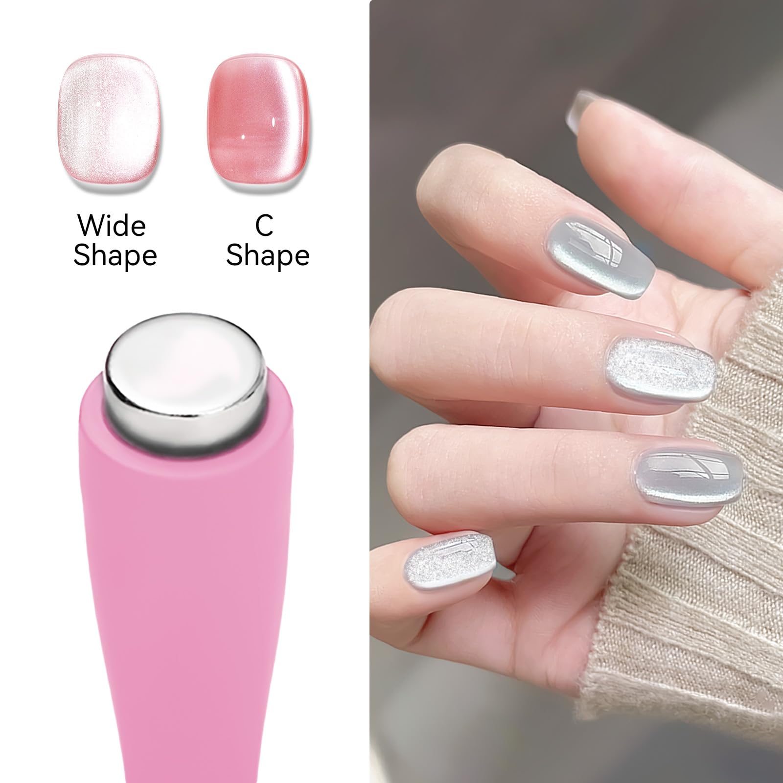Mizhse 5 In 1 Nail Magnet Tool: Cat Eye Magnet Tool Multi-Function Magnet Stick 3D Magnetic Cat Eye Gel Polish, Nail Art Cat Eye