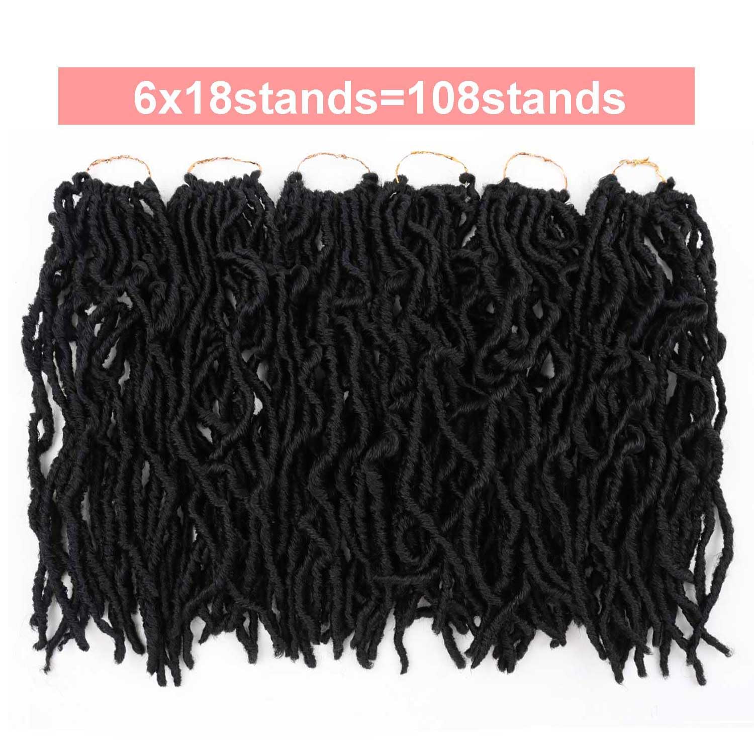 Layashow Short Soft Locs Crochet Hair Pre Looped 6 Packs 12 Inch Faux Locs Crochet Braids Goddess Curl Wavy Locs Crochet Hair fo