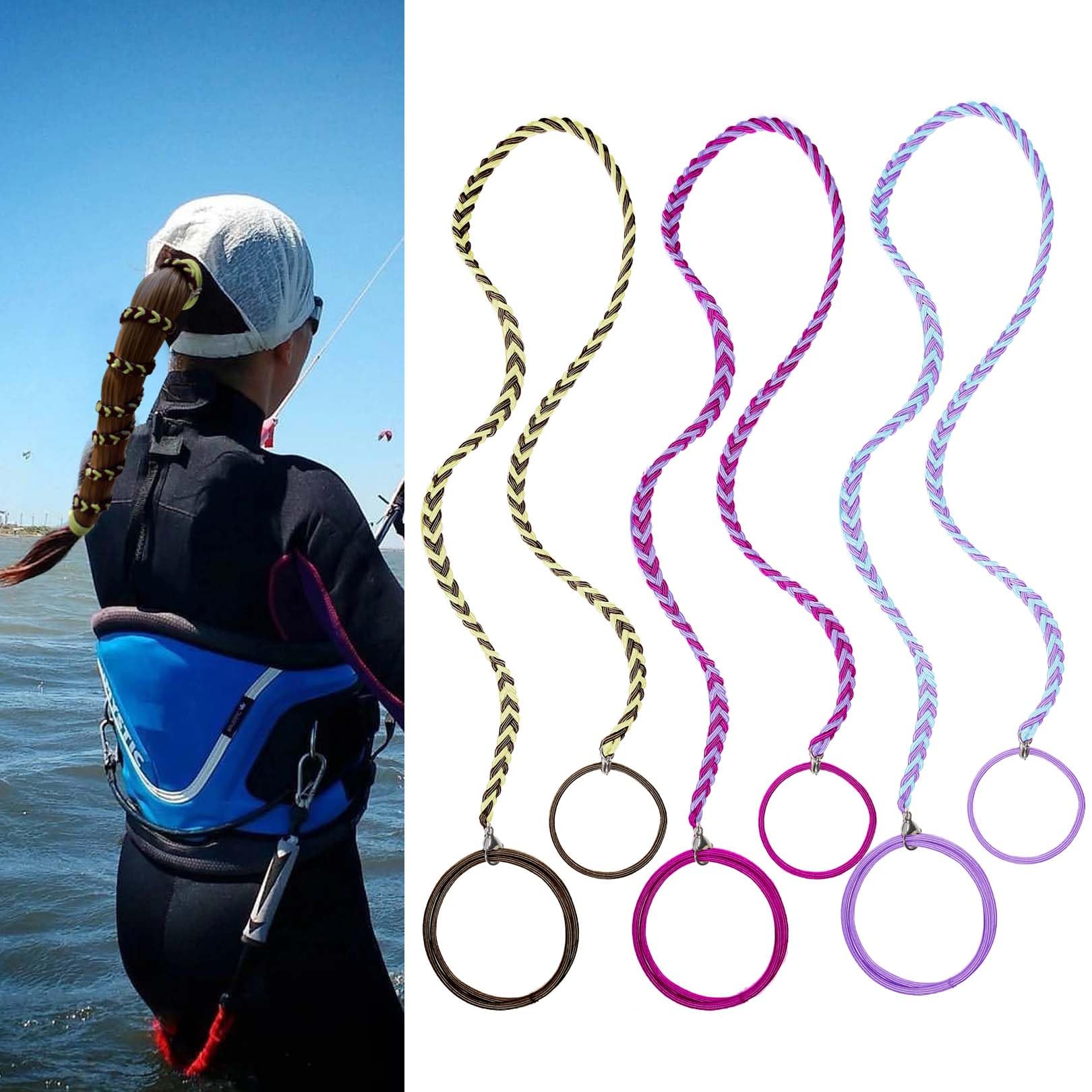 SISYOUP 3 Pack 25' Colorful Elastic Hair Ties, Hair Bands for Long Thick Curly Hair, Ponytail Holders for Women, Braided Hair Ti