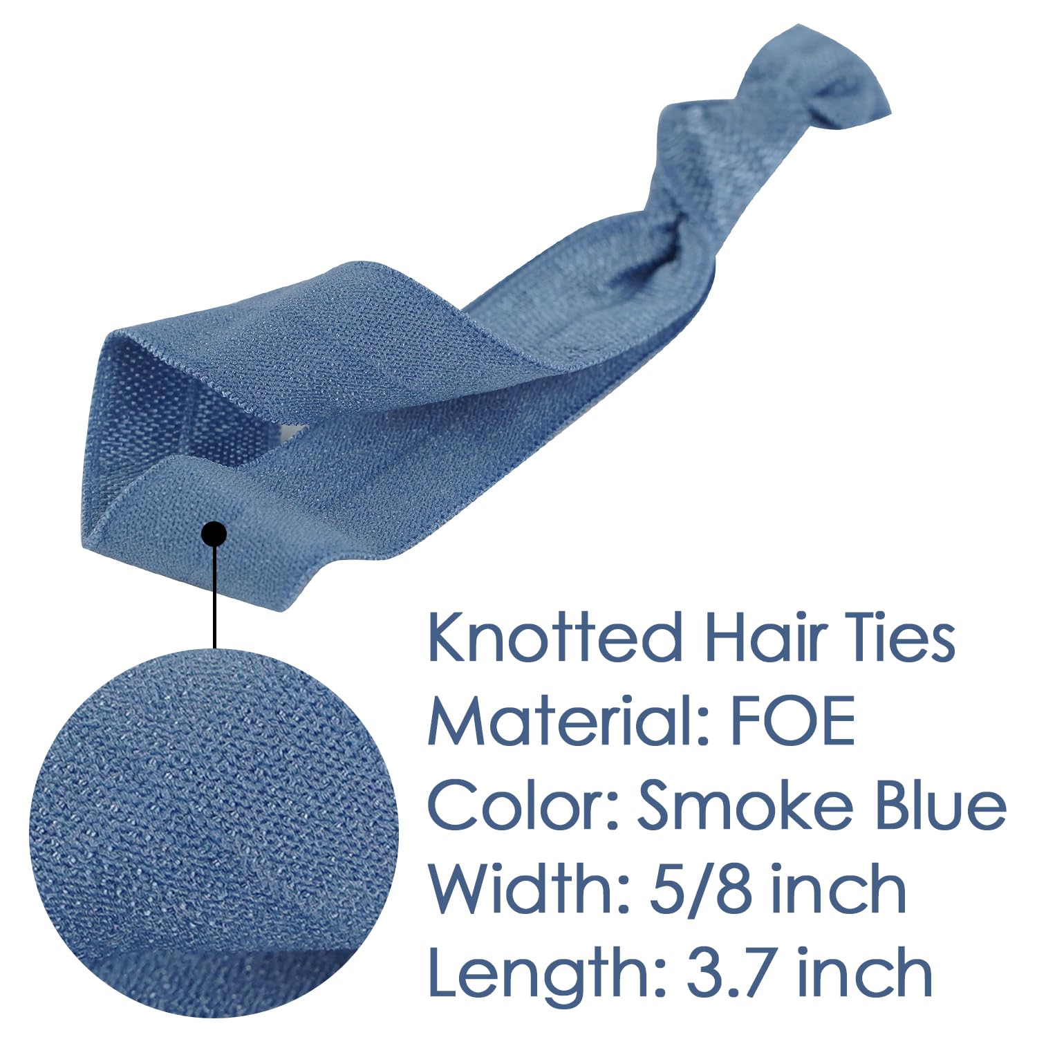 Meedee 100 Pack Smoke Blue Hair Ties For Women Soft Elastic Ribbon Blue No Crease Hair Ties Knotted Hair Ties No Damage Blue Ela