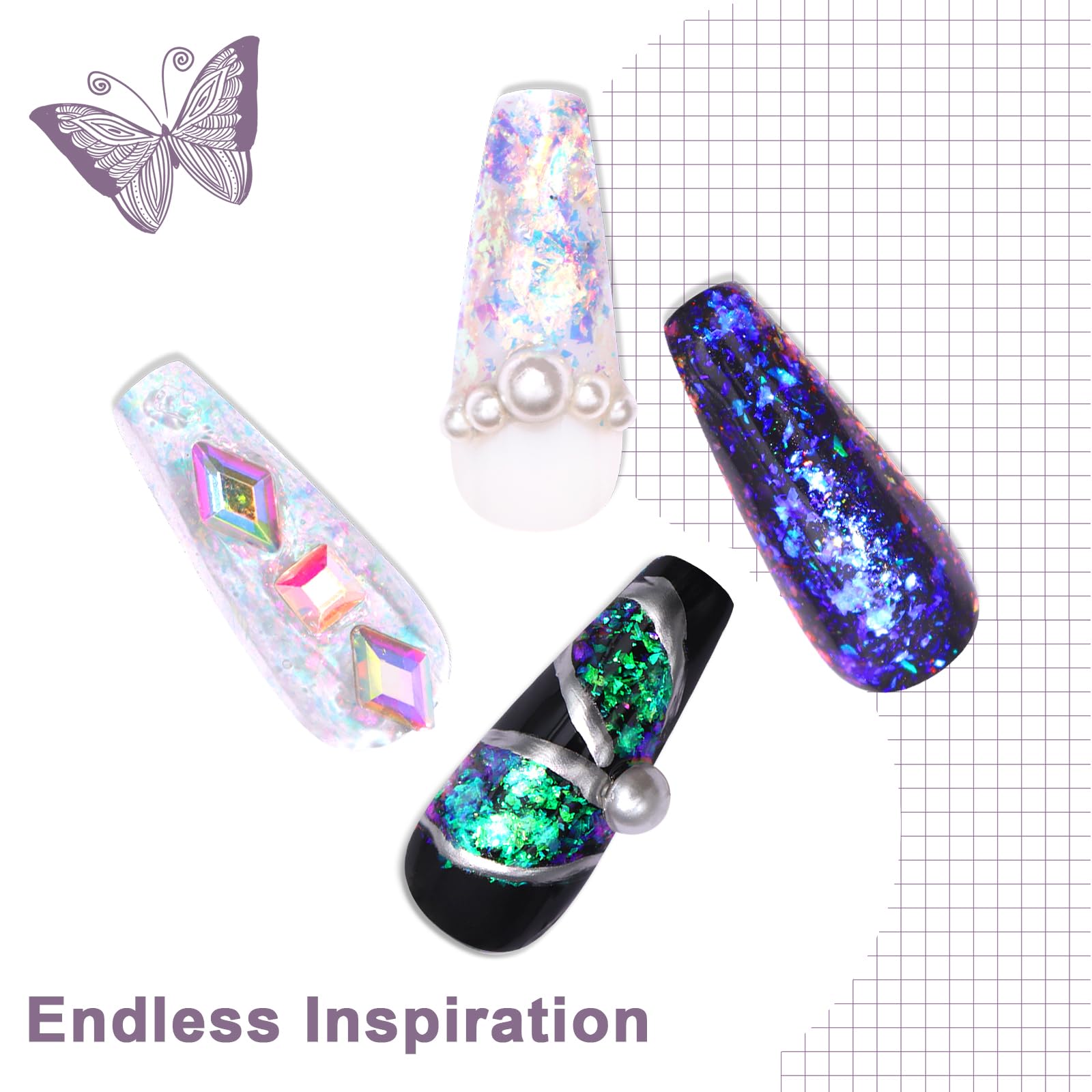 Laza Mermaid Fairytale Chameleon Flakes Nail Glitter Irregular Opal Nail Foil Flakes Chunky Confetti Color-Shift Sequins Iridesc