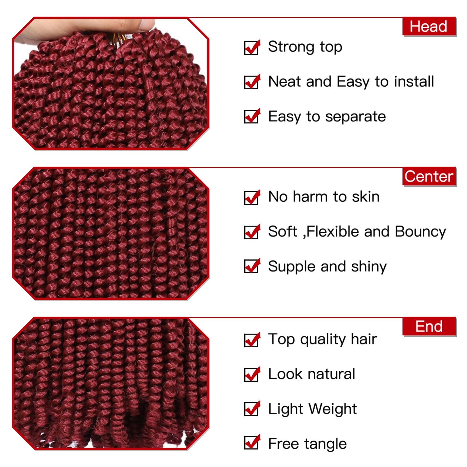 Xtrend 6Pack 90strands Spring Twist Crochet Braids Hair for Distressed Butterfly Locs 8 Inch Fluffy Twist Hair Synthetic Braidin