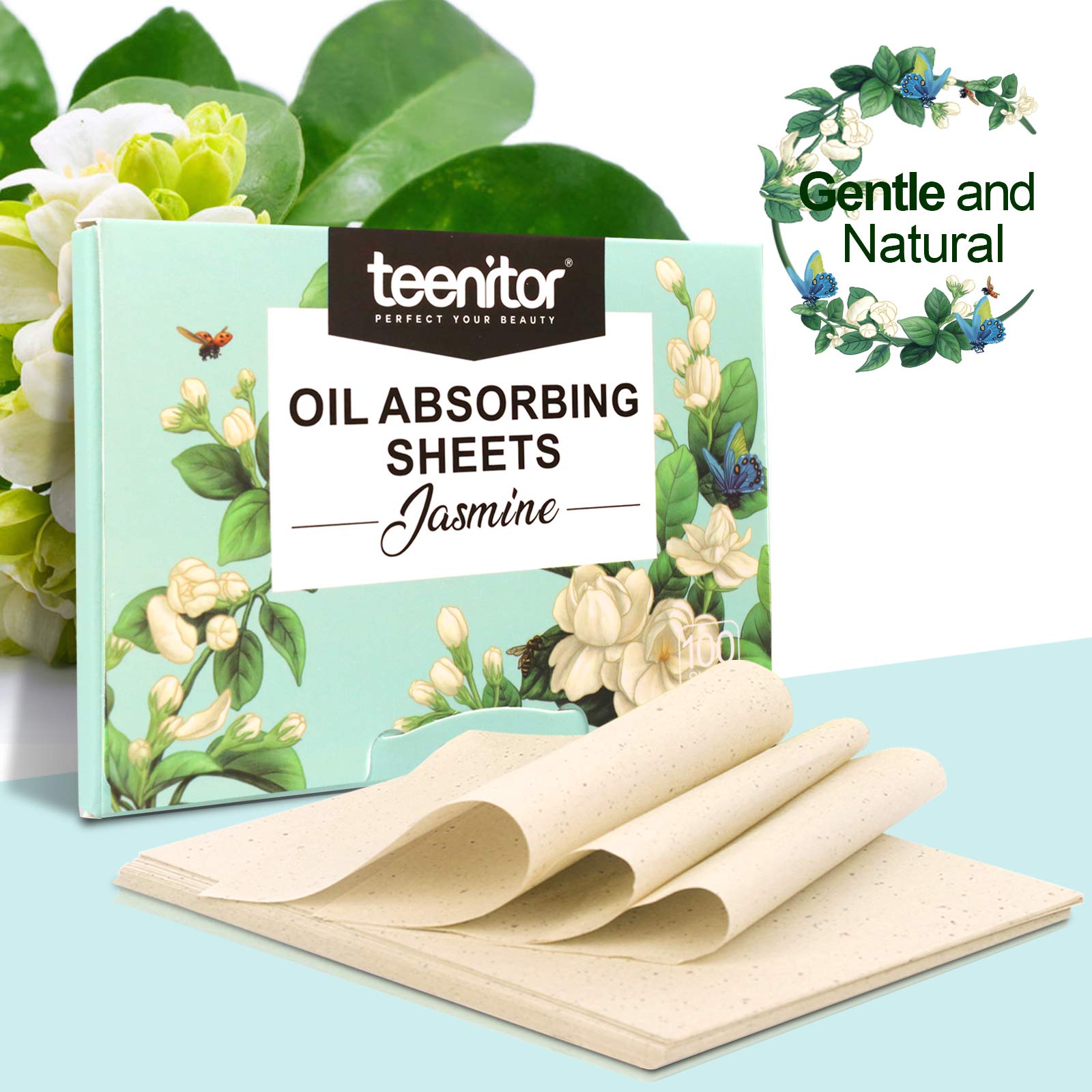 Teenitor Oil Blotting Papers For Face, 100 Sheets Jasmine Oil Blotting Sheets For Oily Skin, Oil Control Film Oil Absorbing Shee