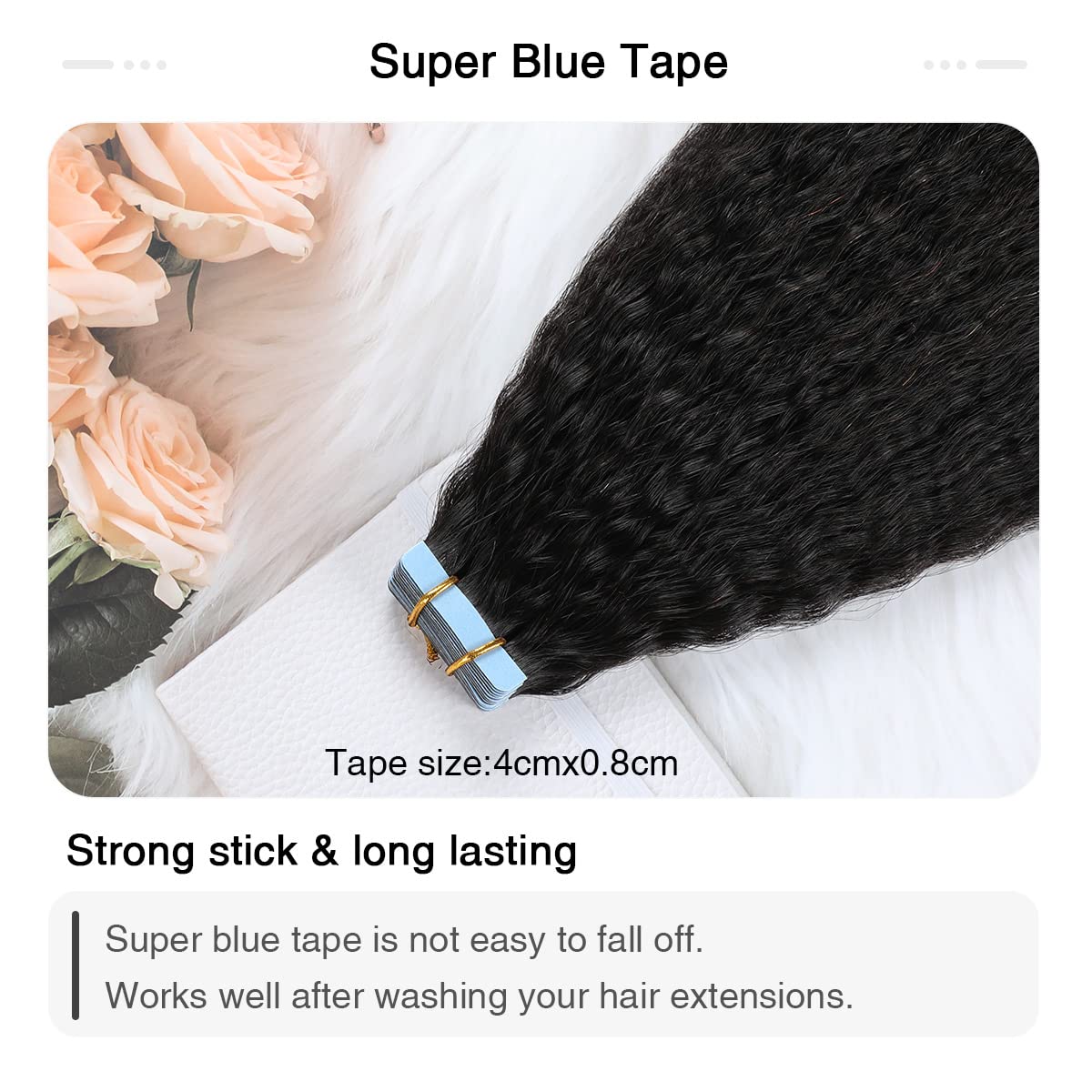 Suyya Tape In Hair Extensions Human Hair Kinky Straight Tape In Extensions Natural Black 14 Inch Skin Weft 40G/Pack 20Pcs Tape I