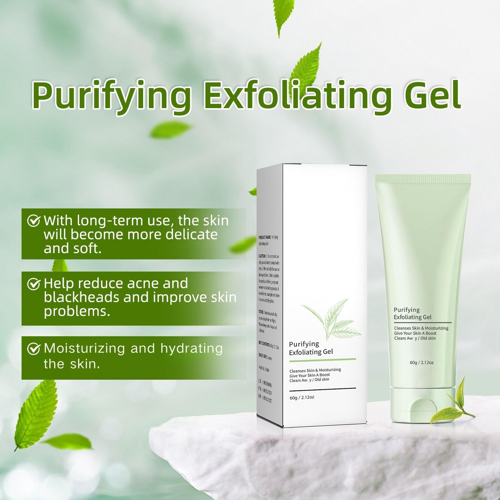 2Pcs Purifying Exfoliating Gel, Exfoliating Gel, Purifying Exfoliating Moisturizing Gel, Purifying Exfoliating Scrub, Cleansing