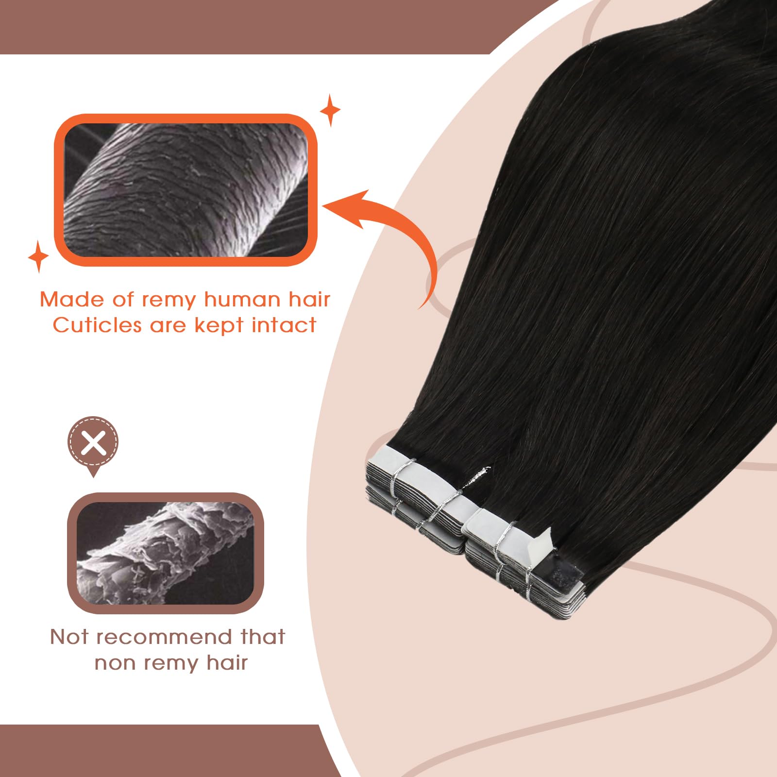 Sunny Hair Tape In Extensions Black Tape In Human Hair Extensions Natural Black Invisible Tape In Hair Extensions Black Hair Sea