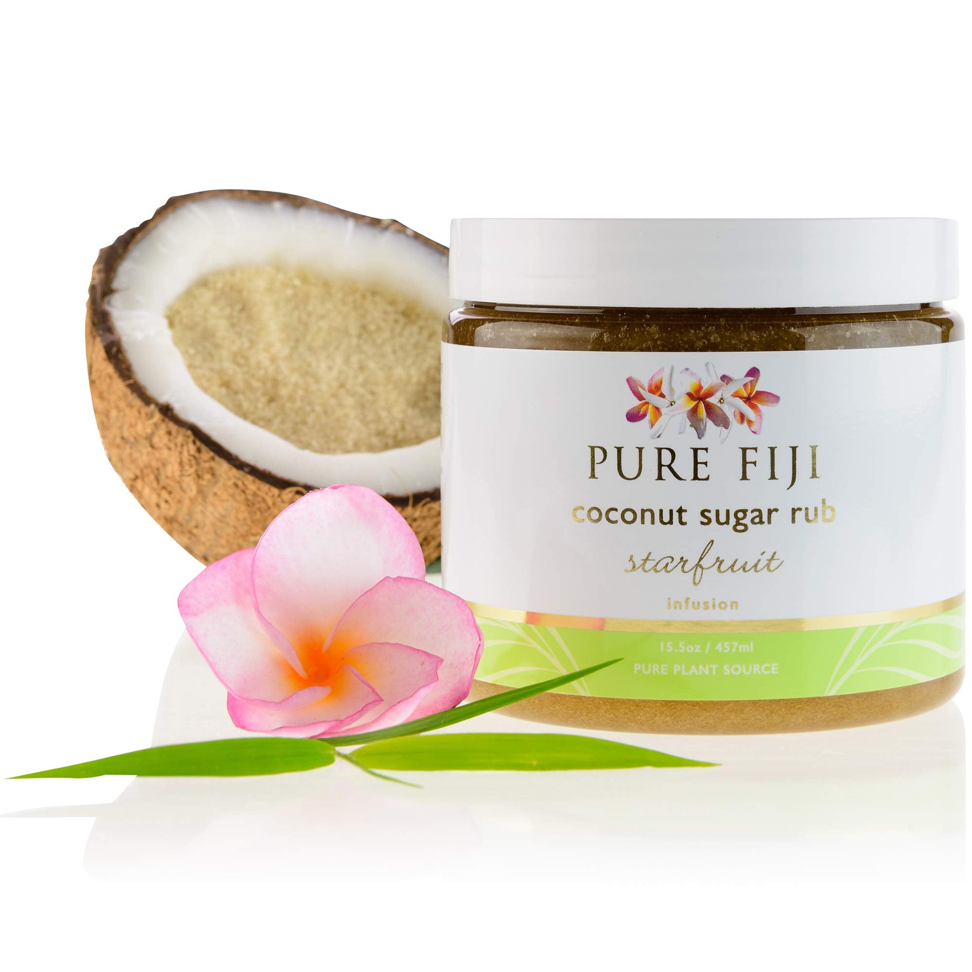 Pure Fiji Coconut Sugar Body Scrub - Body Exfoliator Scrub Natural Origin for Smooths and Softens Skin - Organic Exfoliating Sug