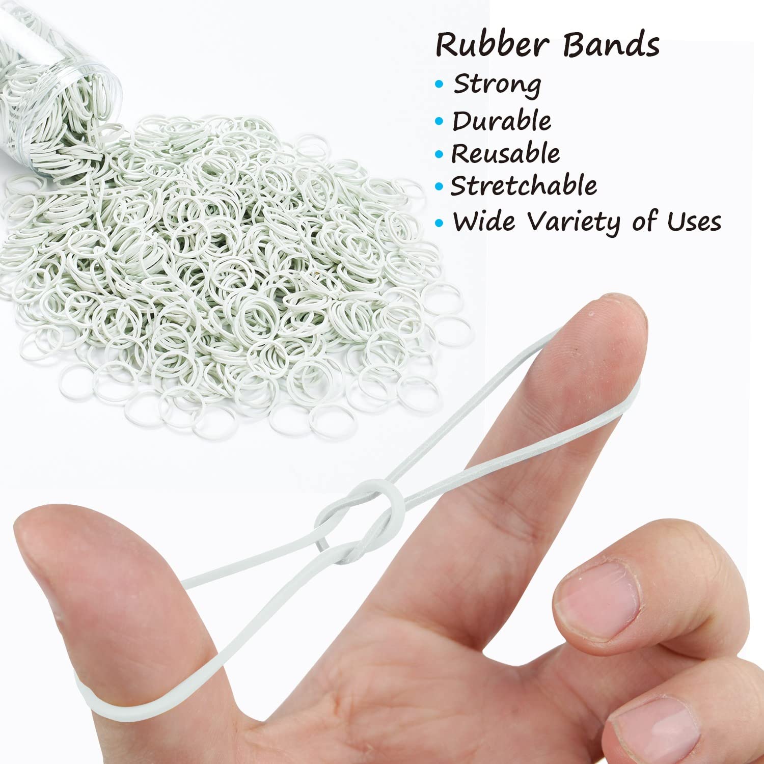 Hoyols 1/2 Inch Small White Rubber Bands For Hair Ties Elastics Mini Toddler Braids Ponytail Holders For Baby Girls Infants Kids