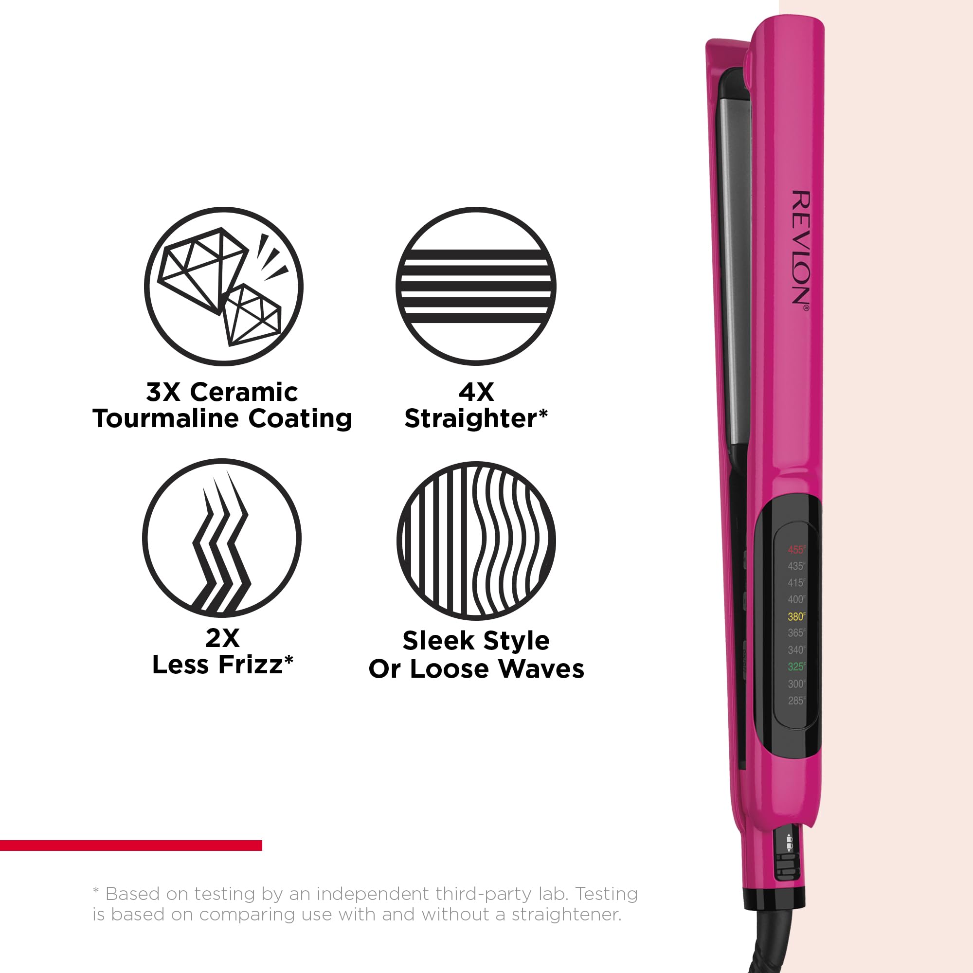 Revlon Ceramic Hair Flat Iron, 1-Inch, Pink, Model RVST2174, Smooth Glide for Ultra-Sleek Styles