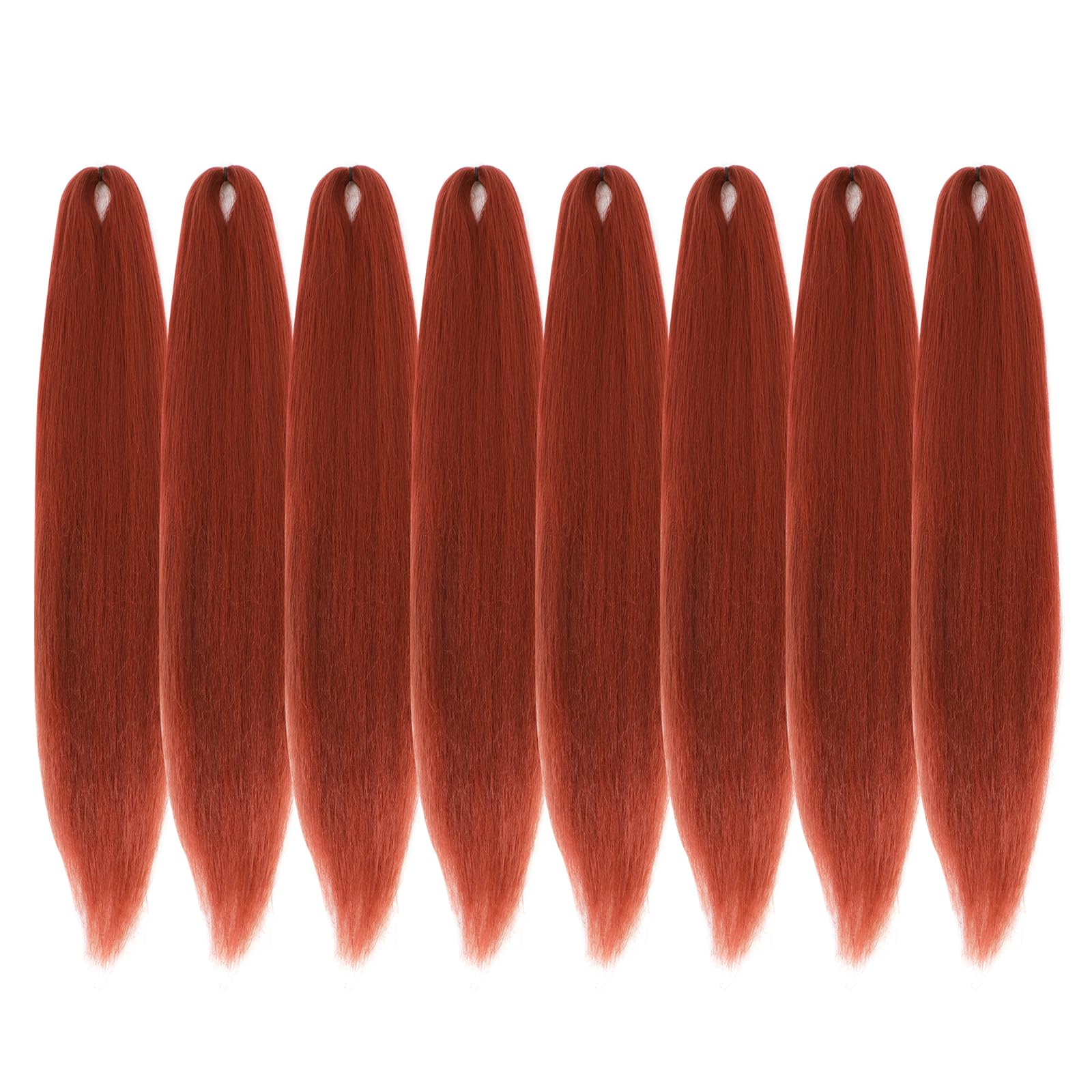 Difunee Pre-Stretched Braiding Hair - 18 Inch 8 Packs Orange Mid-Length Braiding Hair For Twist Or Box Braids, Yaki Texture Hot