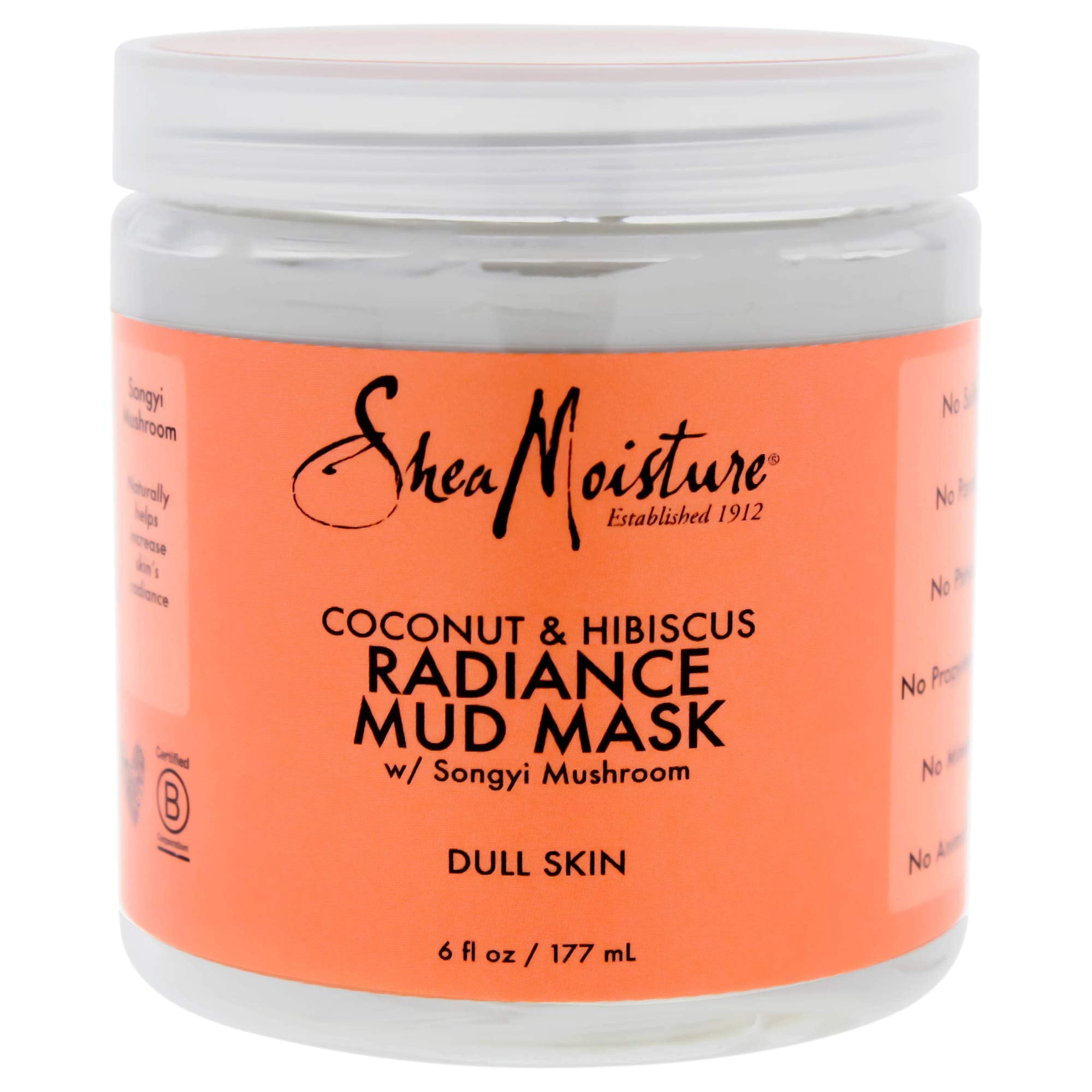 Shea Moisture Coconut & Hibiscus Radiance Mud Mask For Unisex, Dull Skin, 6 Ounce