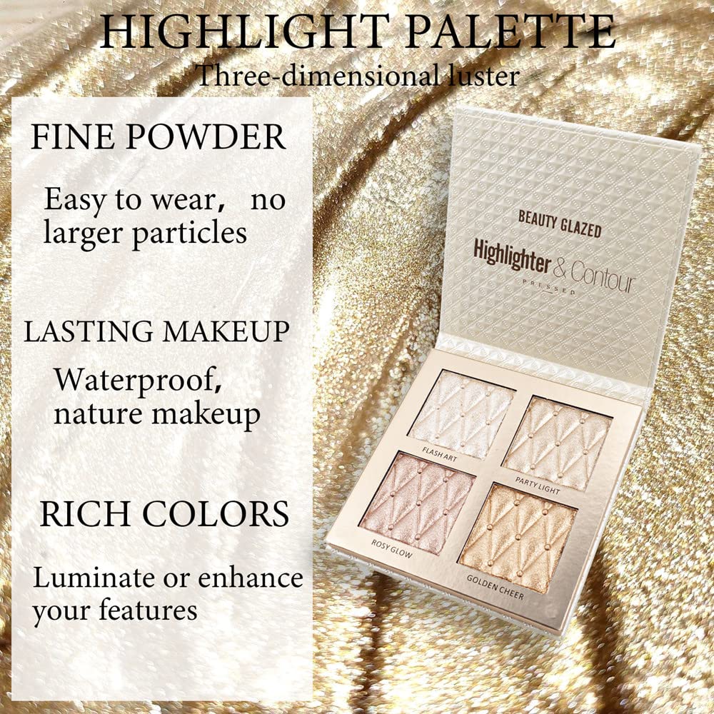 4-Color Highlighter Makeup Palette Shimmer Bronze Contour Shadow Illumination Highlight Eyeshadow Palette Eyeshadow Cosmetic Set