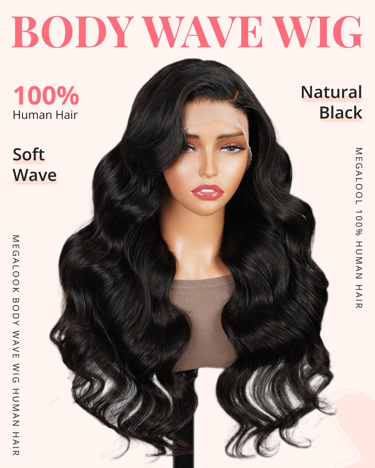 Megalook 30 Inch Lace Front Wig Human Hair Pre Plucked Body Wave Lace Front Wigs Human Hair 13X4 Hd Front Wig Human Hair 220% De