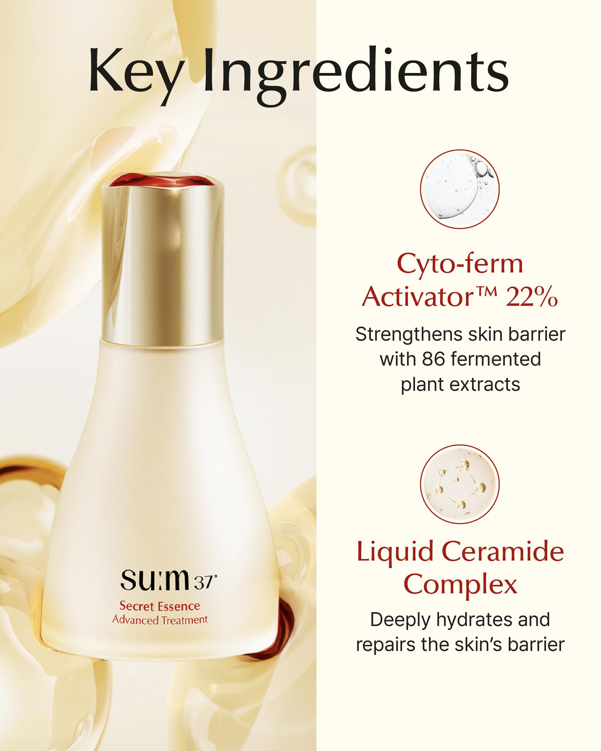 Su:M Secret Essence (1.01 Fl Oz) - Hydrating Serum For Skin Barrier, Elasticity, Radiance & Texture Enhancement. Korean Skin Car