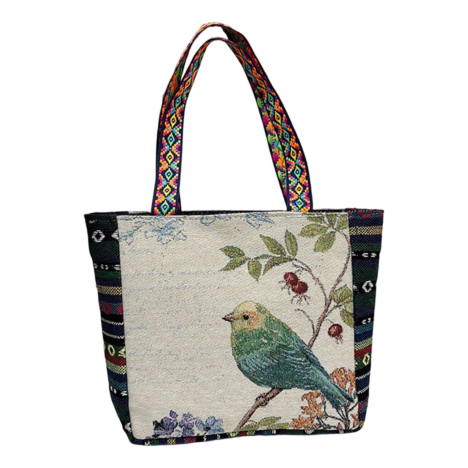 Calandis Women Canvas Shoulder Bag Vacation Lightweight Shopping Bag Satchel Casual Bird | Womens Handbags & Bags