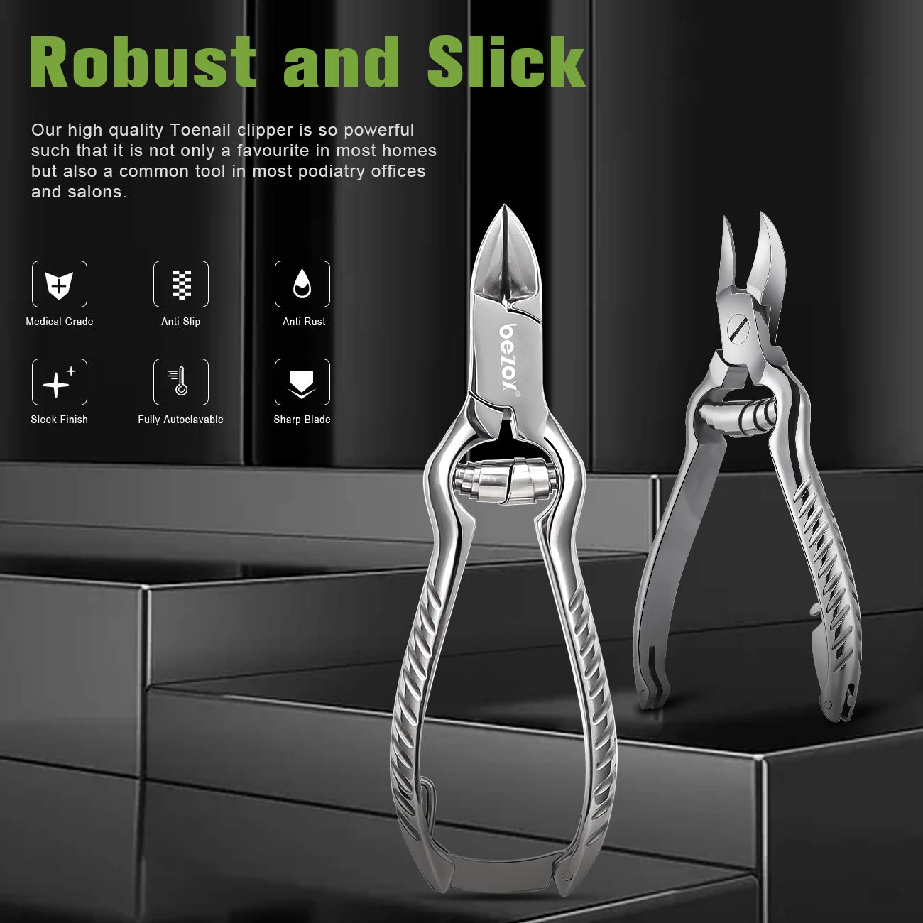 Bezox Heavy Duty Podiatrist Toenail Clippers For Thick And Ingrown Nails, Stainless Steel Toe Nail Clipper, Pordiatry Ingrwon To