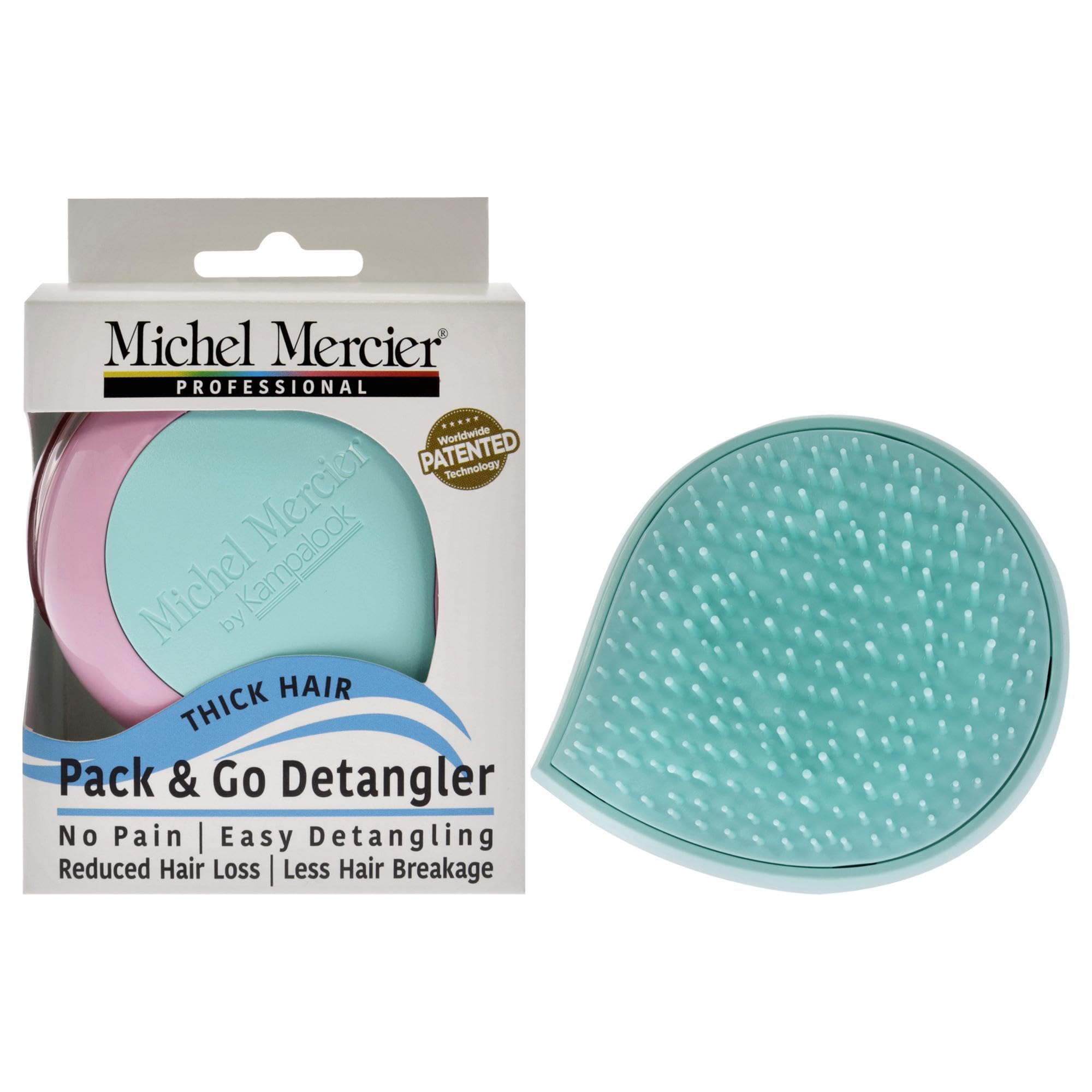Pack And Go Detangler Thick Hair - Turquoise-Pink By Michel Mercier For Unisex - 1 Pc Hair Brush