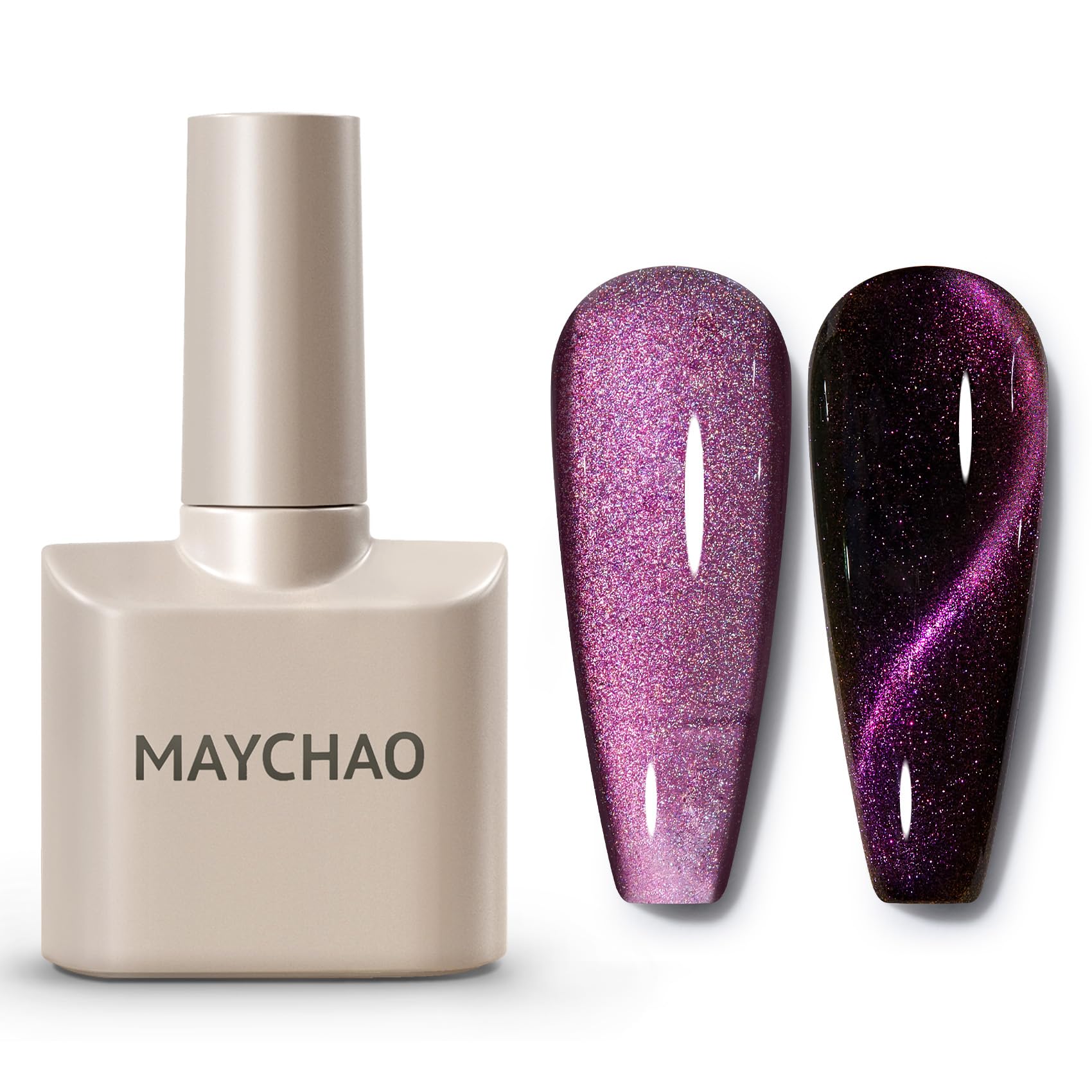 Maychao 15Ml Cat Eye Gel Nail Polish 1Pc Rainbow Purple Pink Gel Polish With Magnet Soak Off Holographic Magnetic Nail Polish Fo