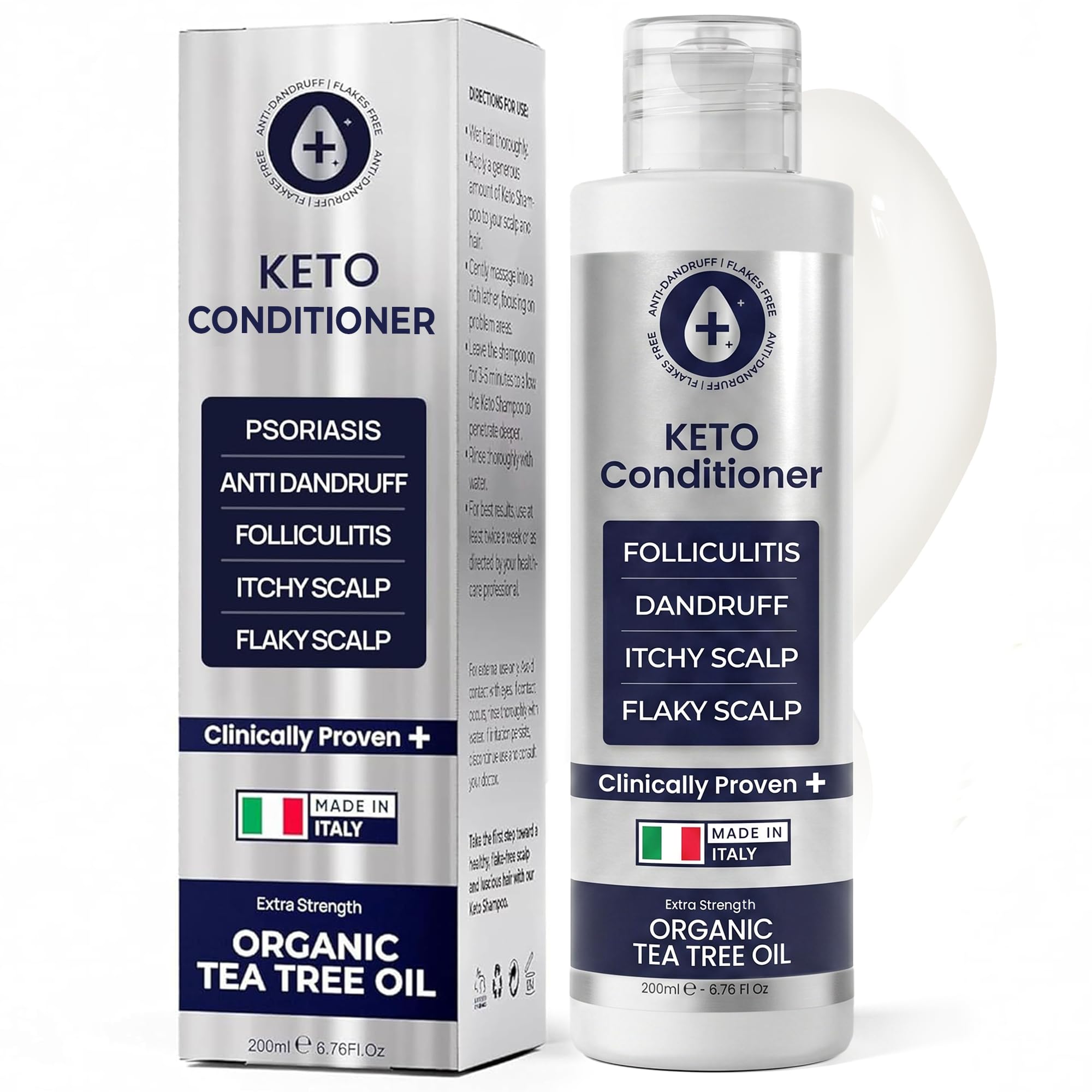 Pharmlitalia Keto Conditioner with Organic Tea Tree Oil  Anti Dandruff Conditioner for Itchy & Flaky Scalp  Scalp & Hair Care 
