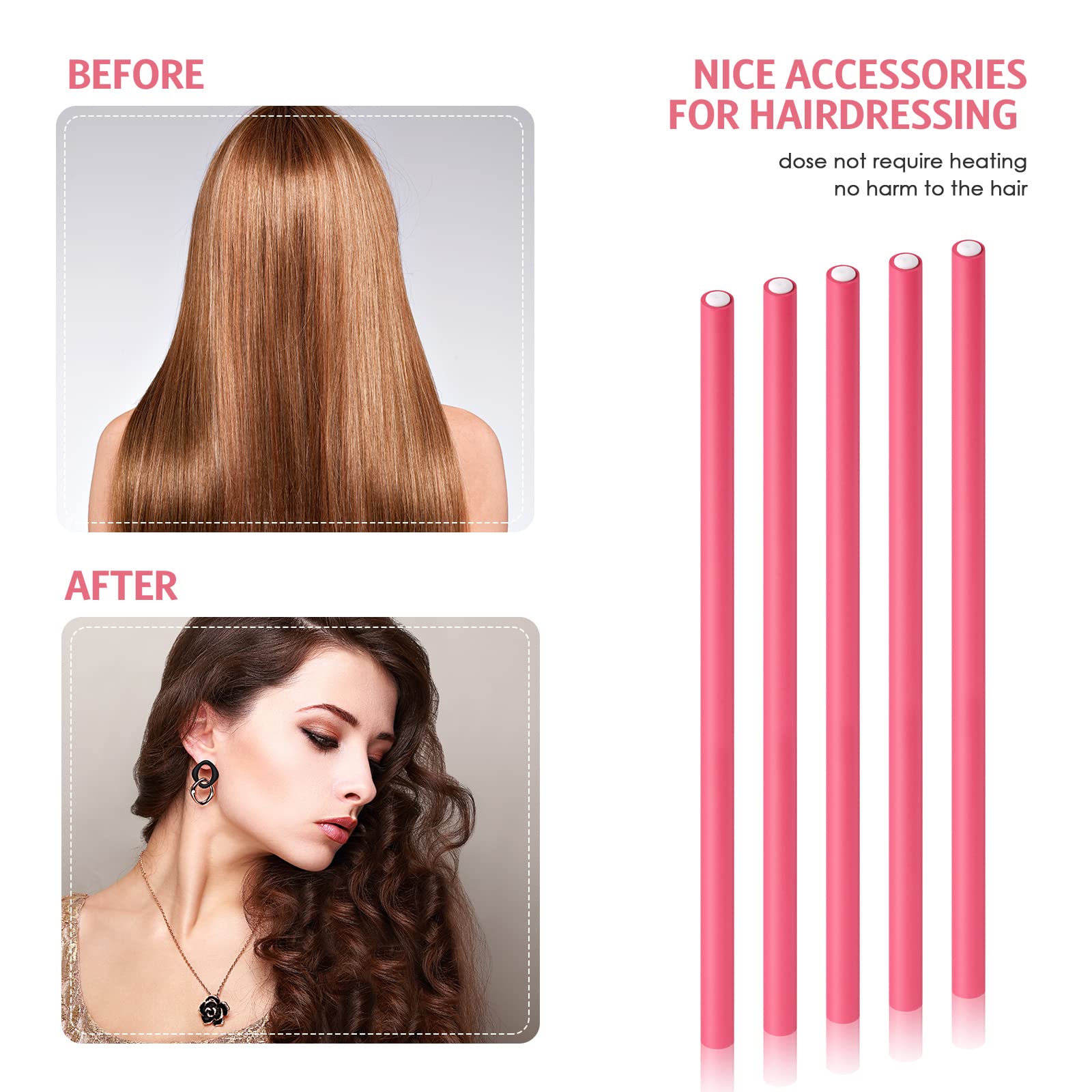 20 Pieces Flexible Curling Rods Twist Foam Hair Rollers Soft Foam No Heat Hair Rods Rollers Curlers and Steel Pintail Comb Rat T