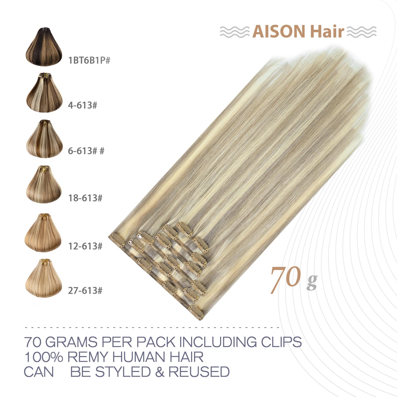 Aison Blonde Clip In Hair Extensions Real Human Hair 18 Inch Ash Blonde Mixed Bleach Blonde Hair Extensions Clip In Real Human H