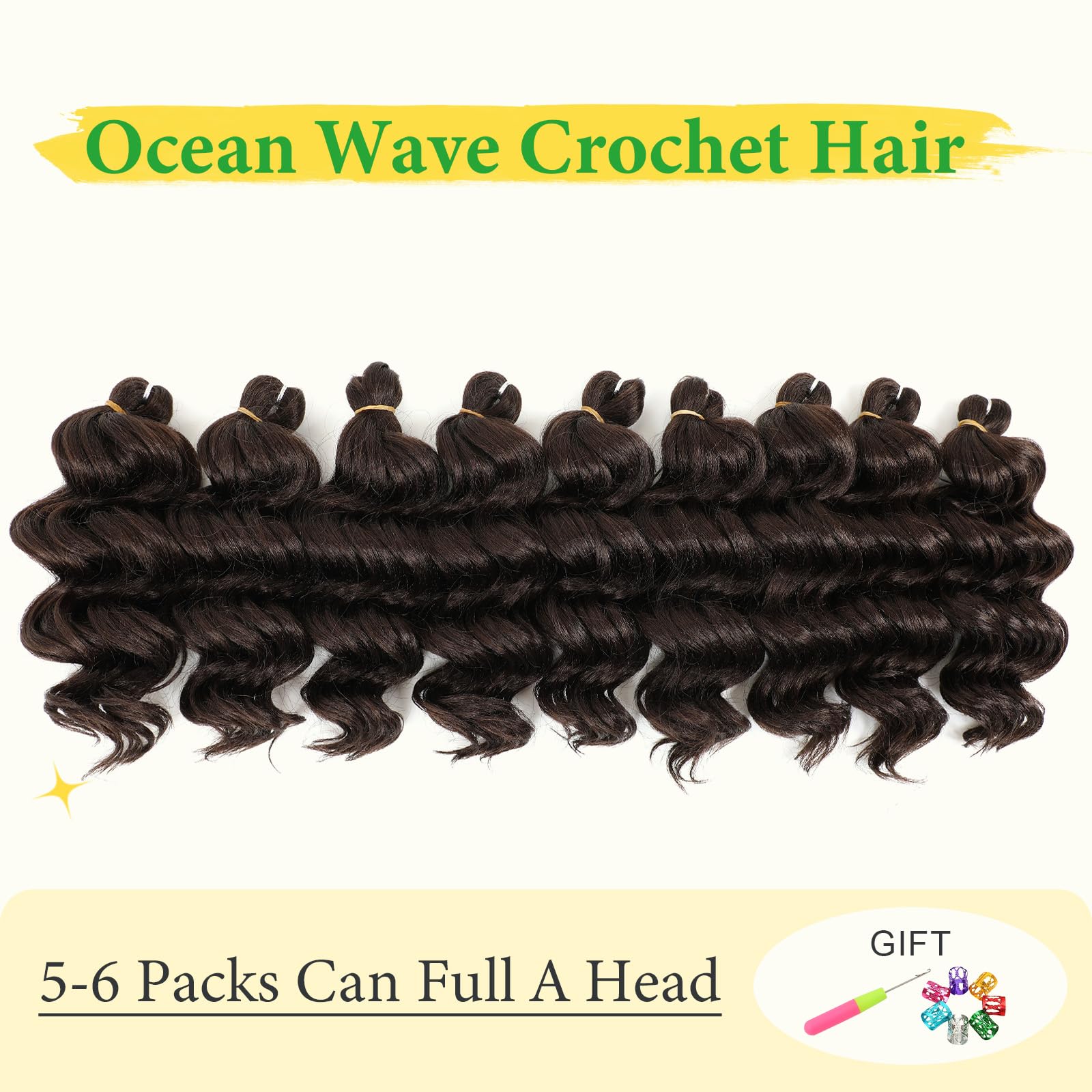 Curly Braiding Hair 9Inch Ocean Wave Crochet Hair 7Packs Deep Wave Crochet Hair For Black Women Beach Curl Crochet Hair Extensio