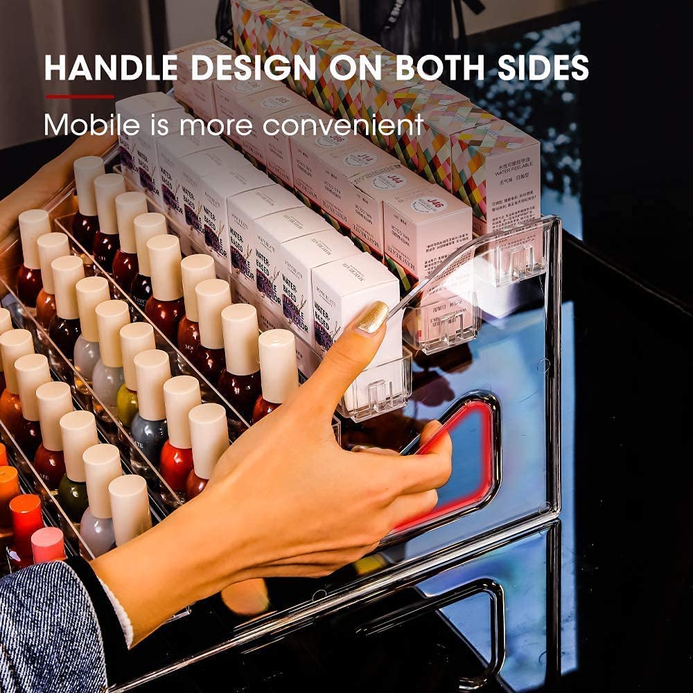 YIEZI Nail Polish Organizer 84 Bottles of 7 Layers Sunglass Organizer Acrylic Display Rack Eyeglasses Storage Essential Oils Hol